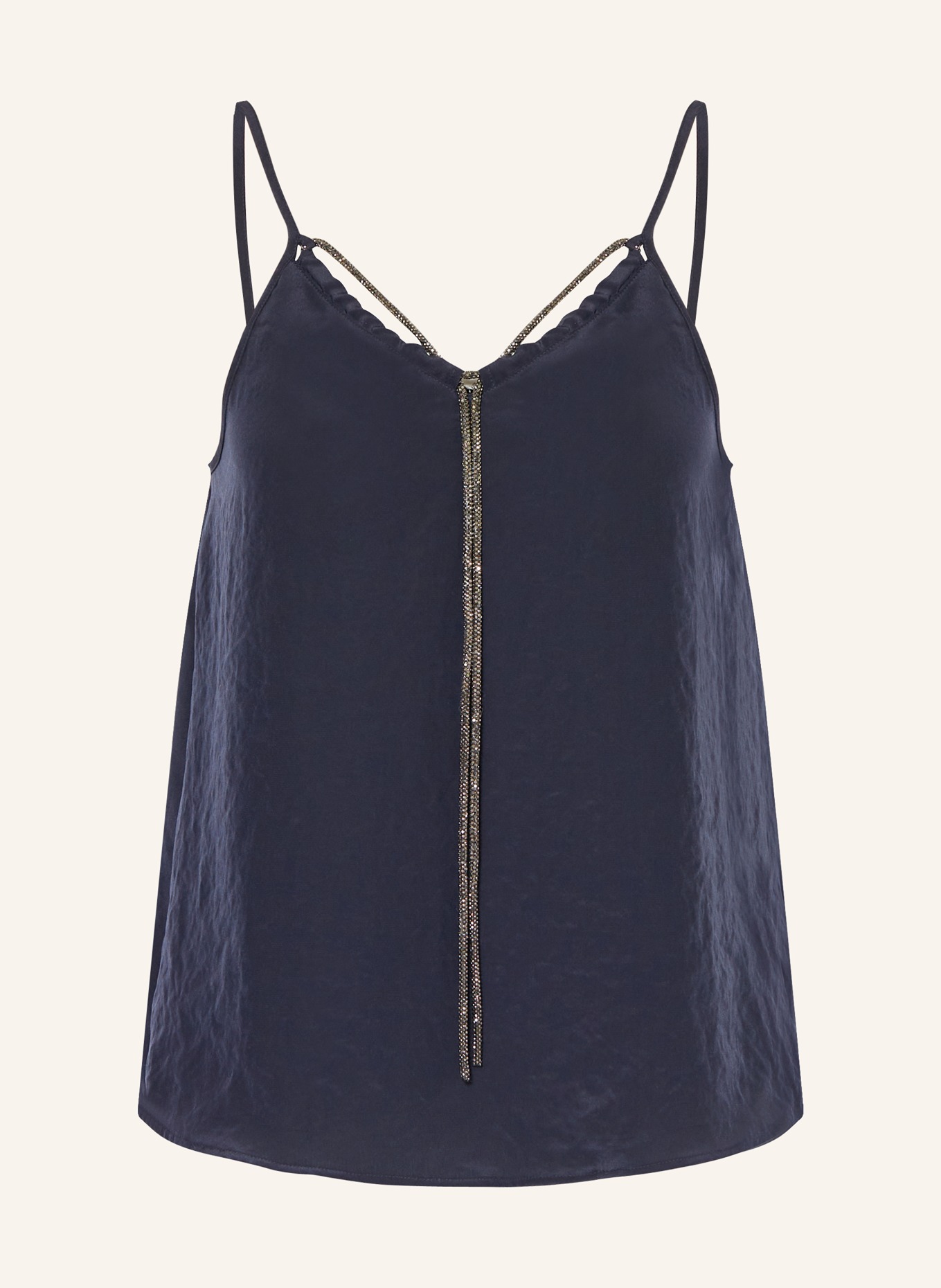 LUISA CERANO Top with decorative gems: DARK BLUE