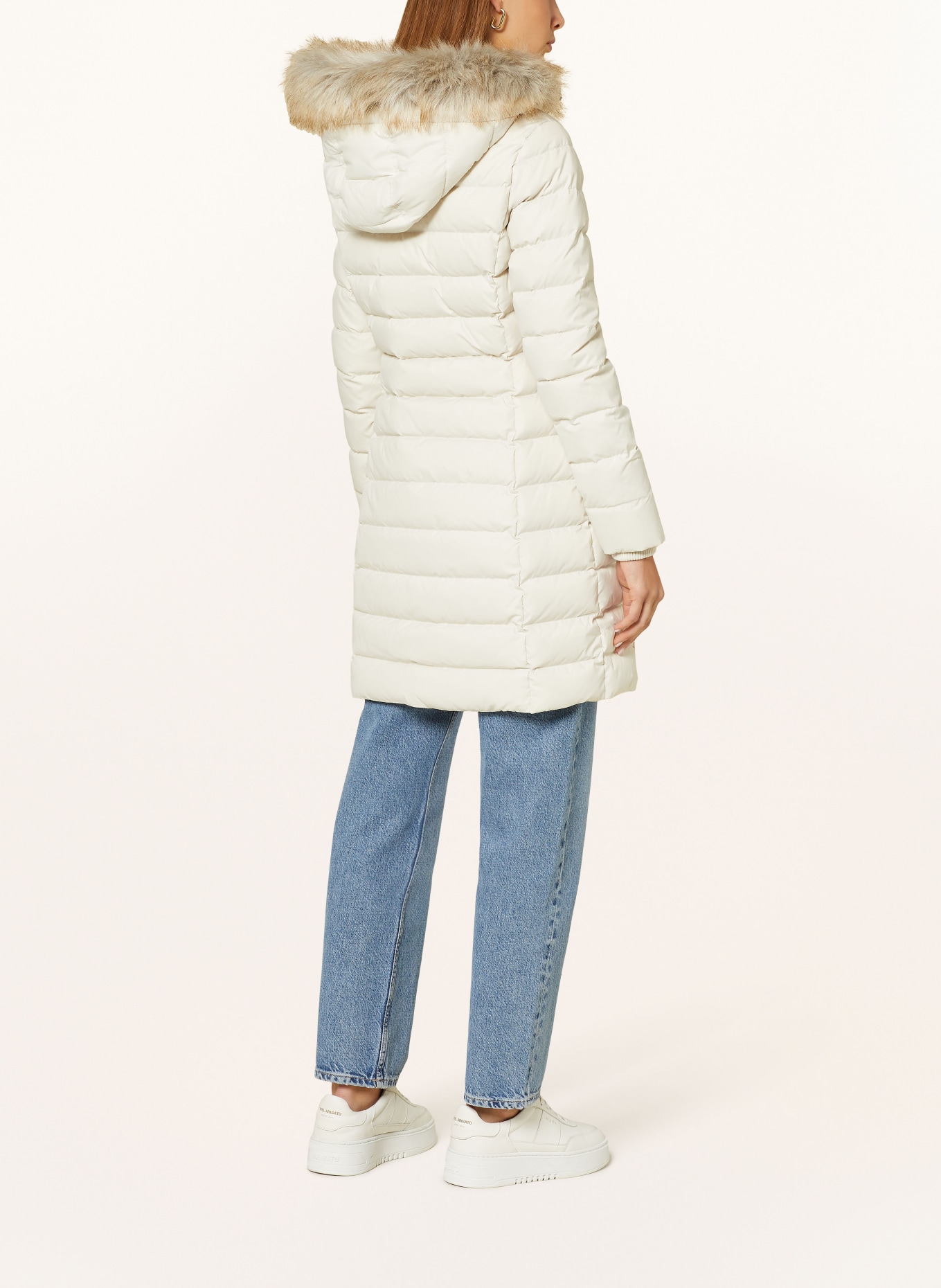 TOMMY JEANS Daunenmantel mit abnehmbarem Kunstfell: ECRU