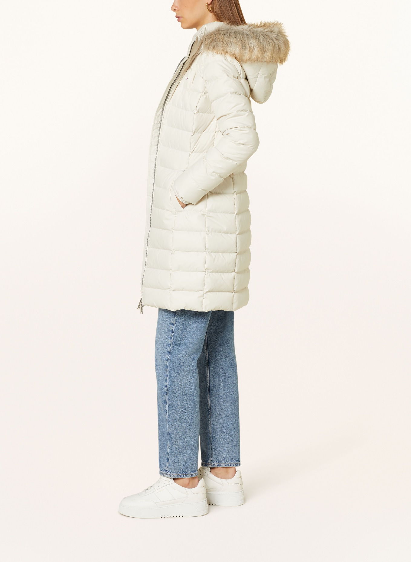TOMMY JEANS Down coat with detachable faux fur