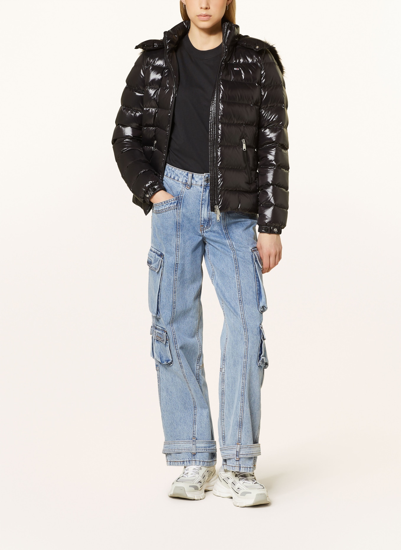 TOMMY JEANS Down jacket with detachable faux fur