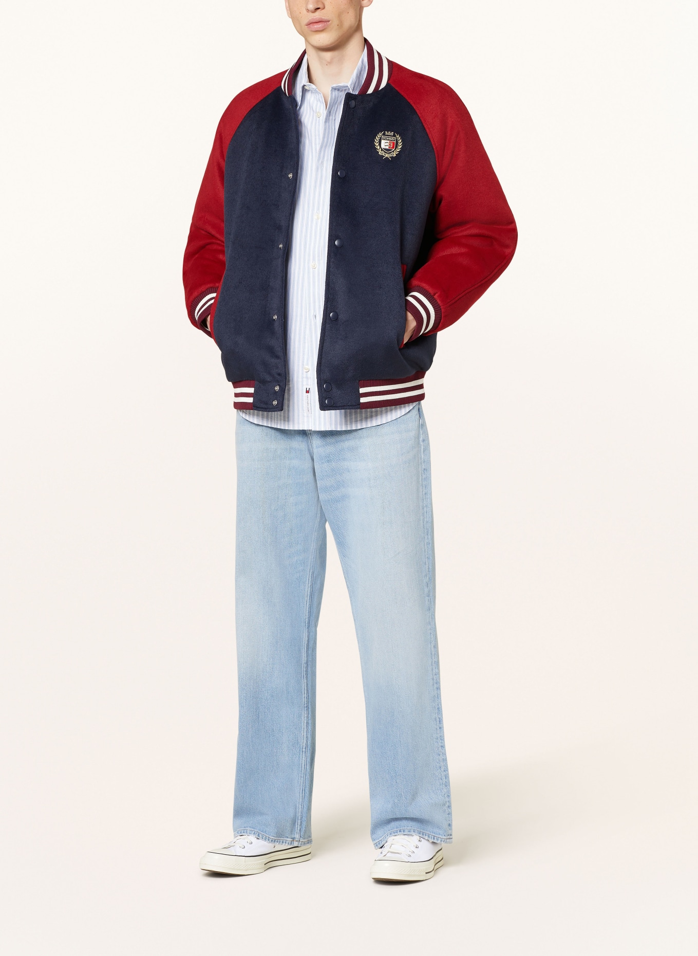 TOMMY JEANS College-Jacke: DUNKELBLAU / DUNKELROT