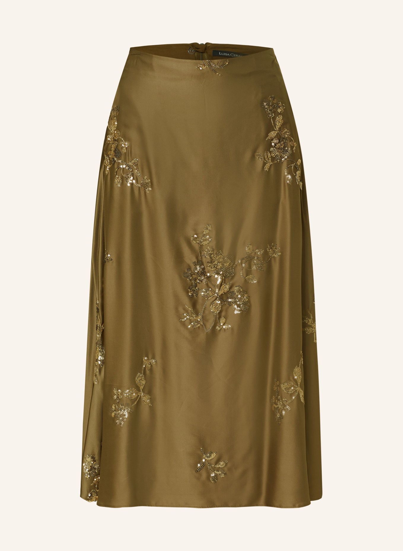 LUISA CERANO Satin skirt with sequins