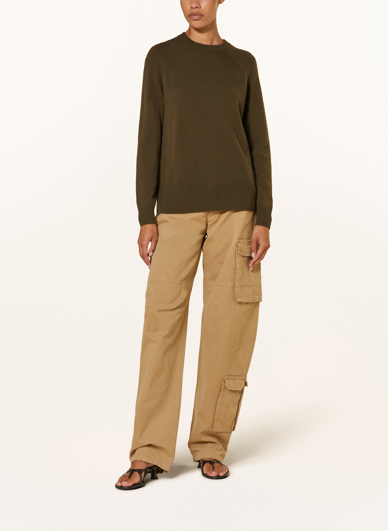 CHRISTOPHER ESBER Cashmere-Pullover MONUMENT OPEN TWIST mit Cut-outs: KHAKI