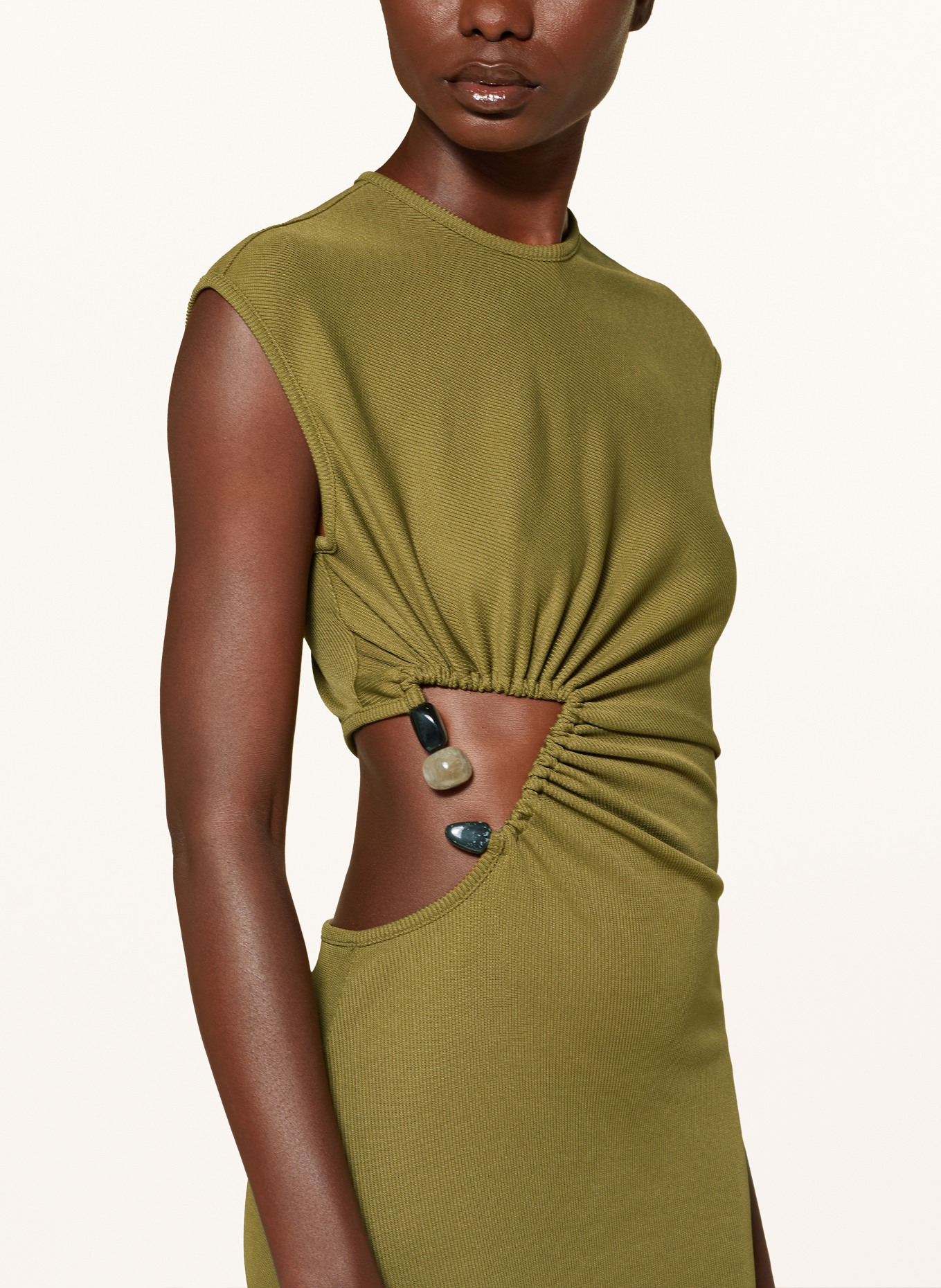 CHRISTOPHER ESBER Dress CRYSTAL STONE with cut-out, Color: OLIVE (Image 4)