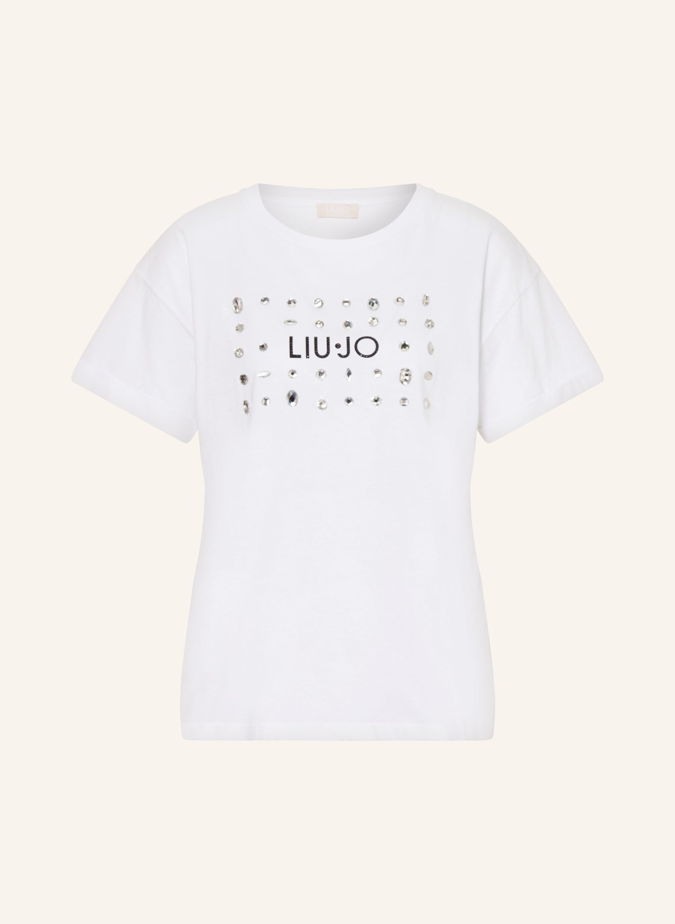 LIU JO T-shirt with decorative gems, Color: WHITE (Image 1)