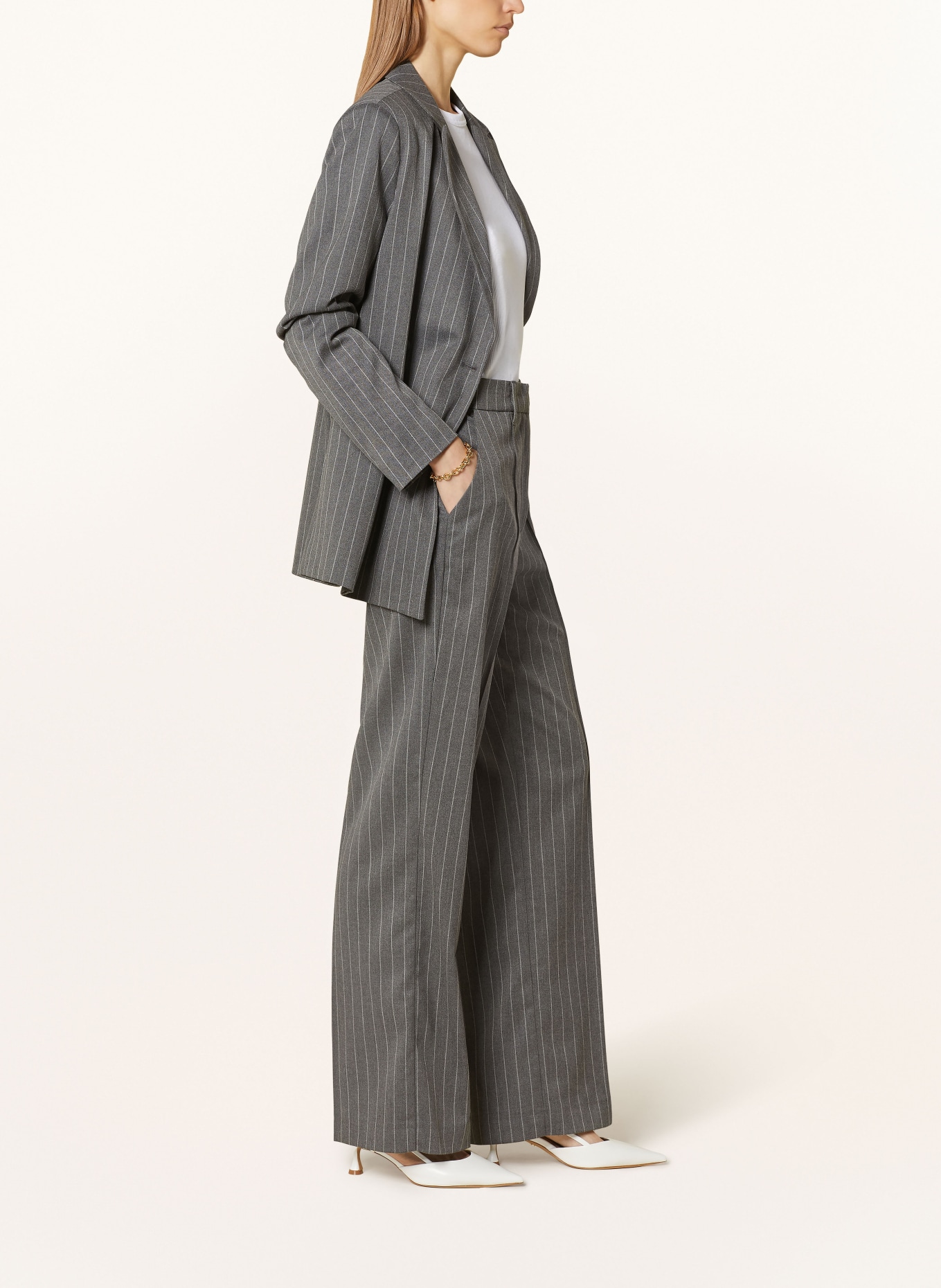 MRS & HUGS Wide leg trousers, Color: GRAY/ LIGHT GRAY (Image 4)