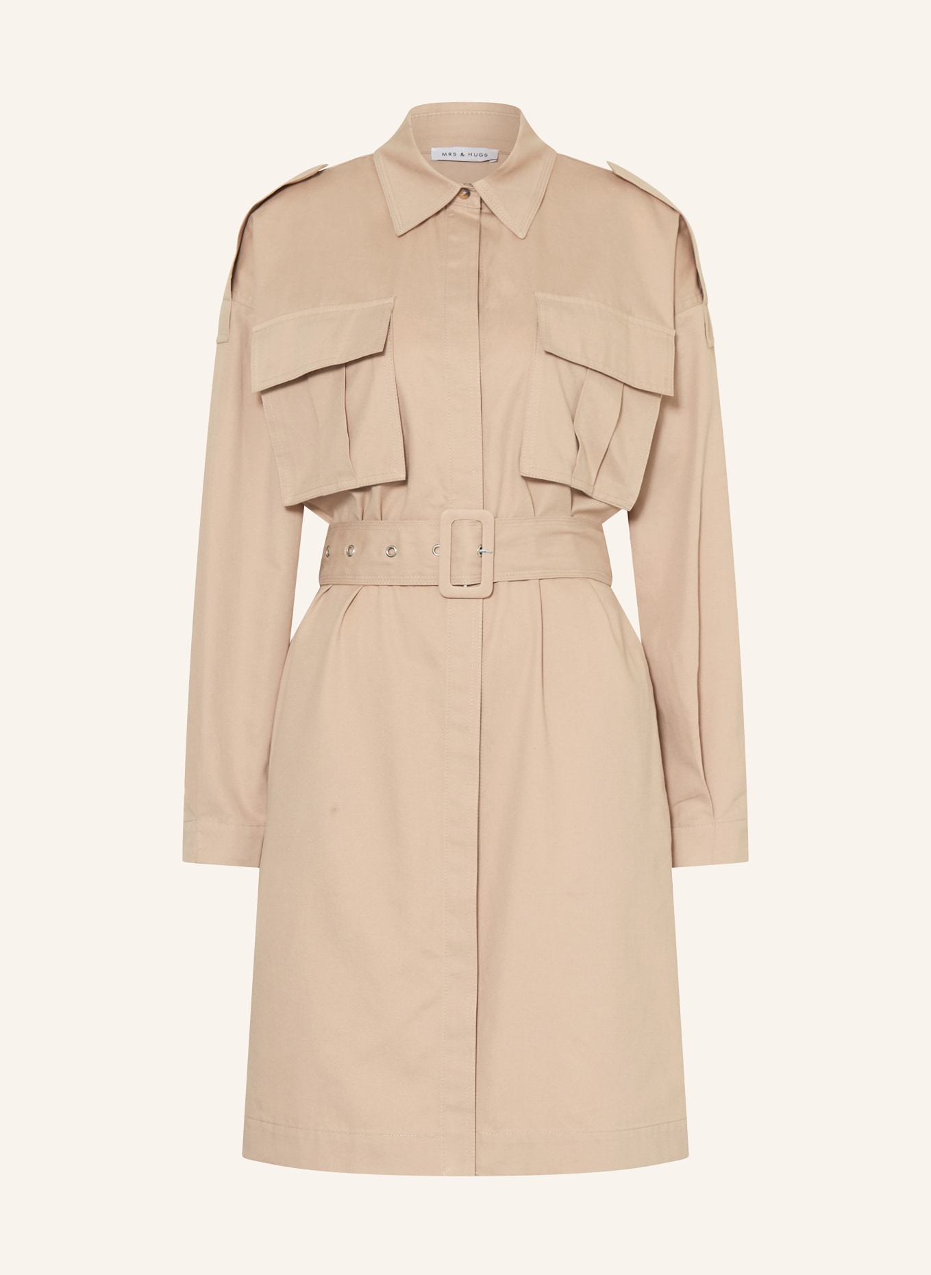 MRS & HUGS robe chemise: BEIGE