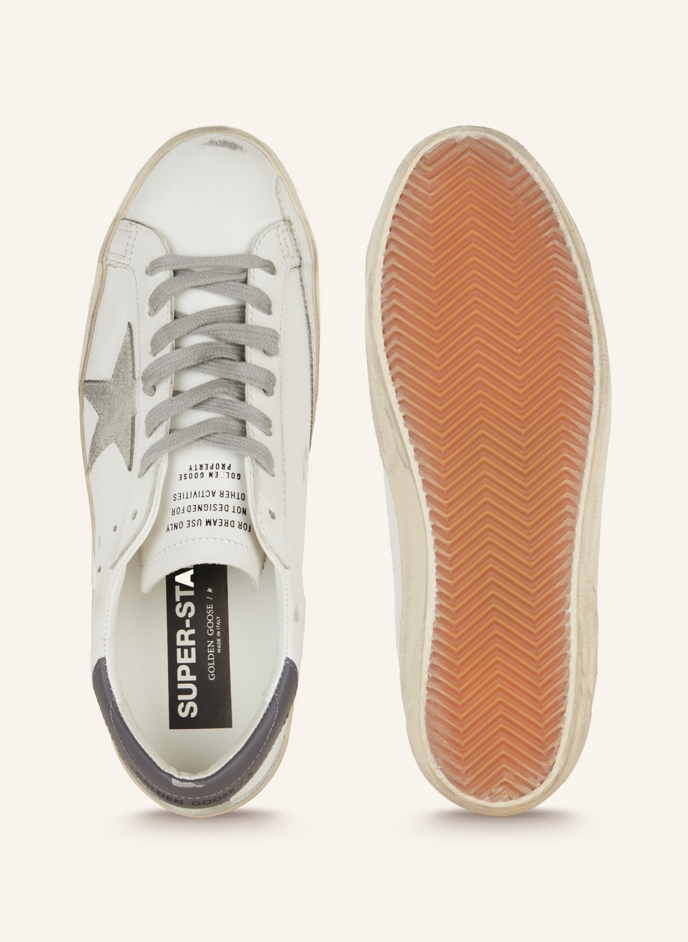 GOLDEN GOOSE Sneaker SUPER-STAR: WEISS / GRAU
