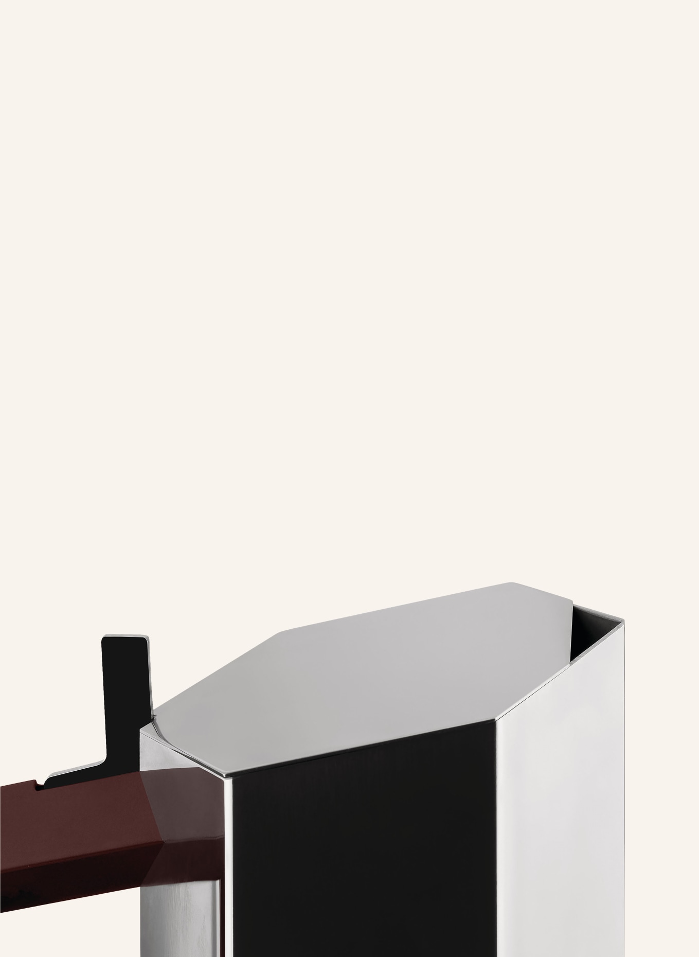 ALESSI Espressokocher MENHIR: SILBER / DUNKELROT