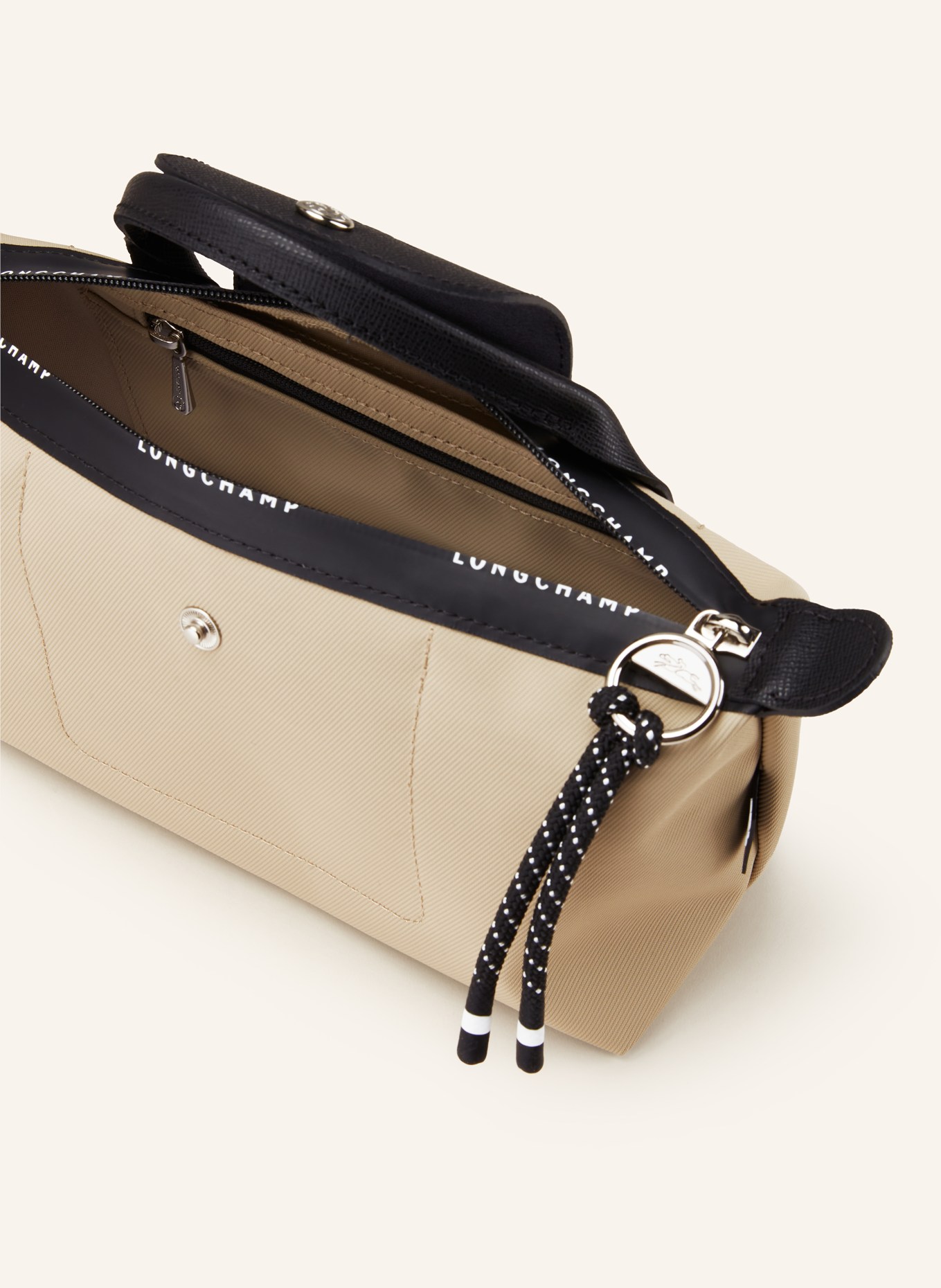 LONGCHAMP Handtasche POCHETTE POUCH M: HELLBRAUN / SCHWARZ