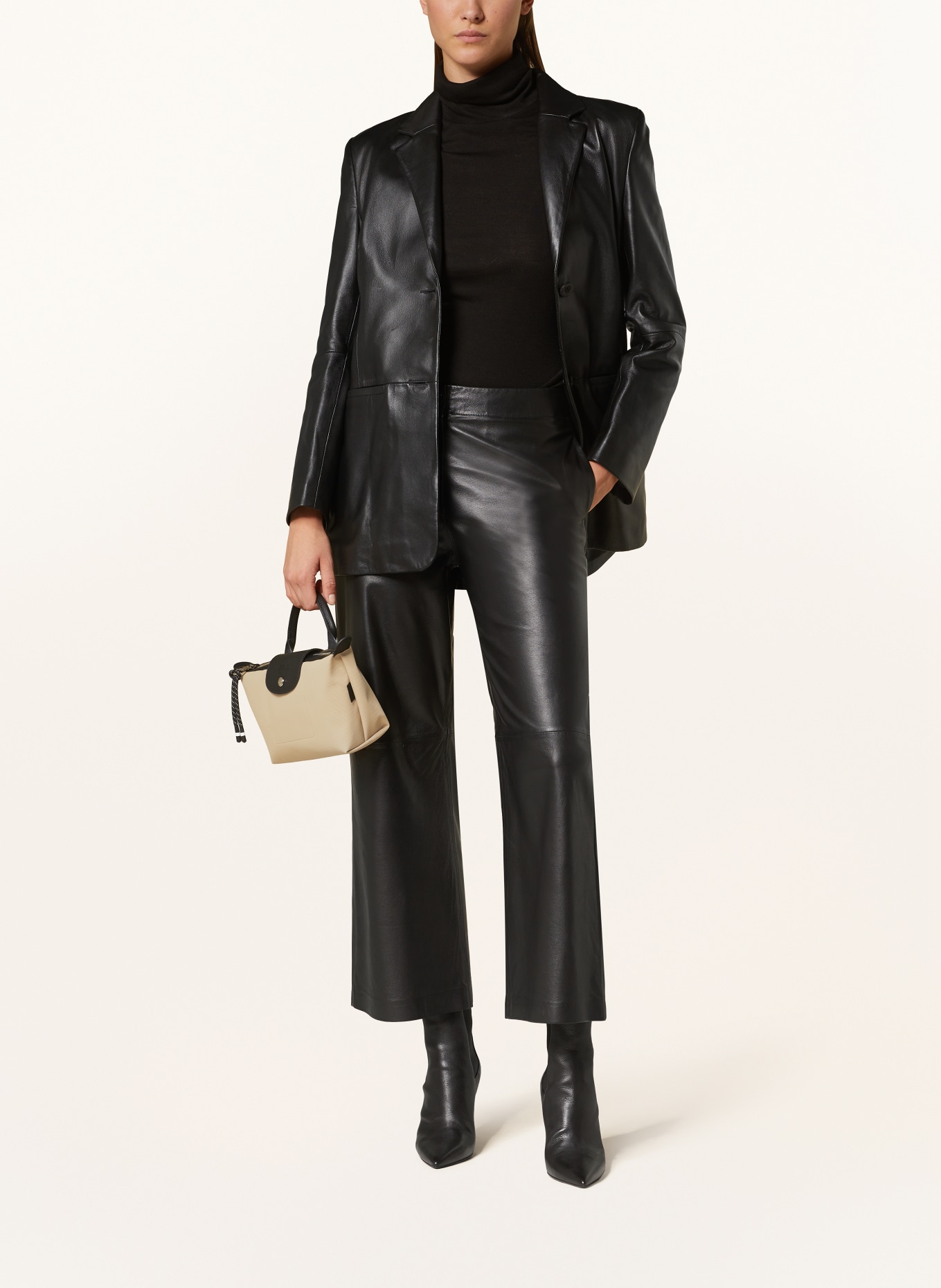 LONGCHAMP Handtasche POCHETTE POUCH M: HELLBRAUN / SCHWARZ