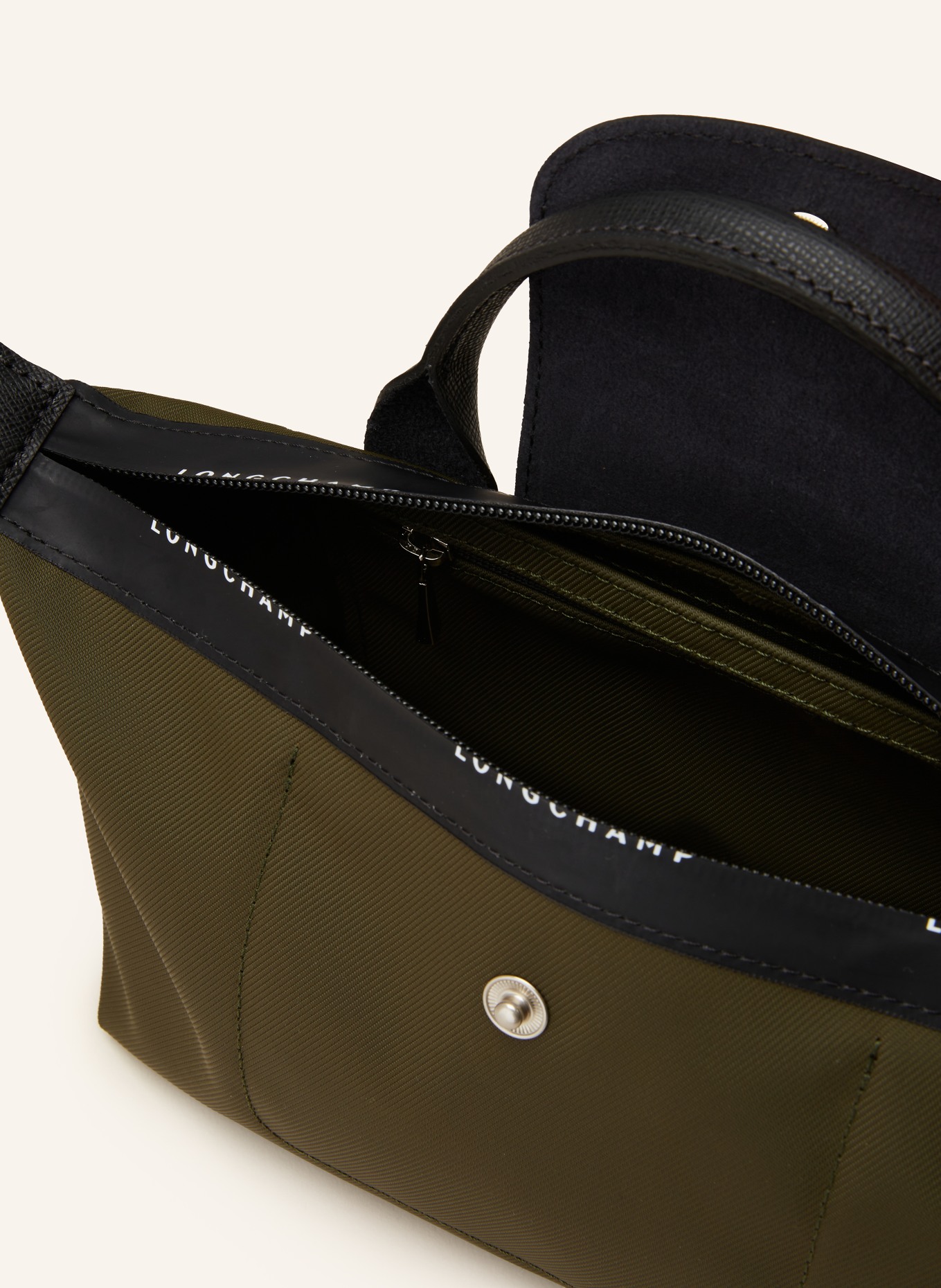 LONGCHAMP Handtasche POCHETTE POUCH M: KHAKI / SCHWARZ