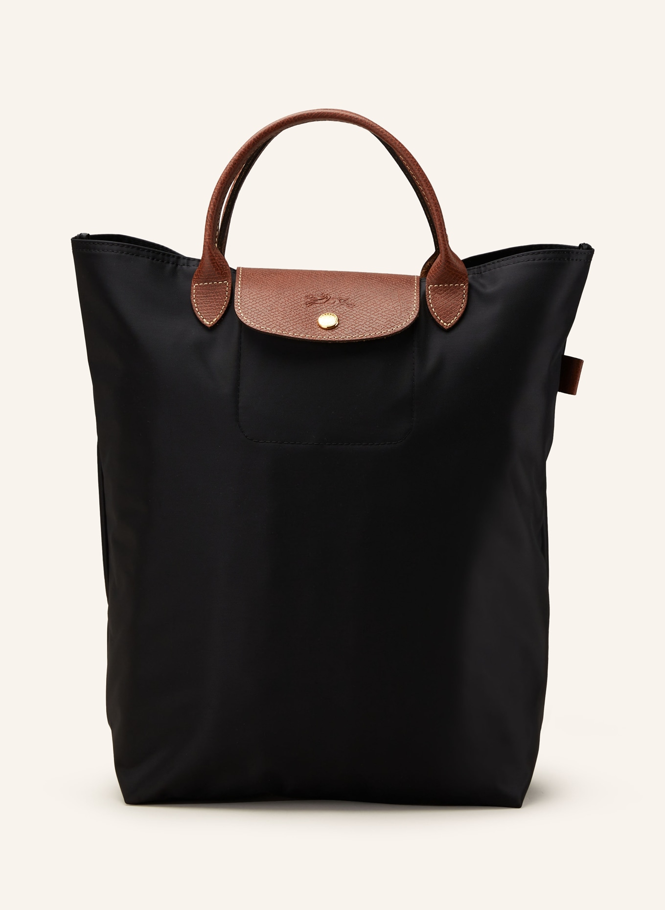 LONGCHAMP Shopper LE PLIAGE: SCHWARZ/ COGNAC