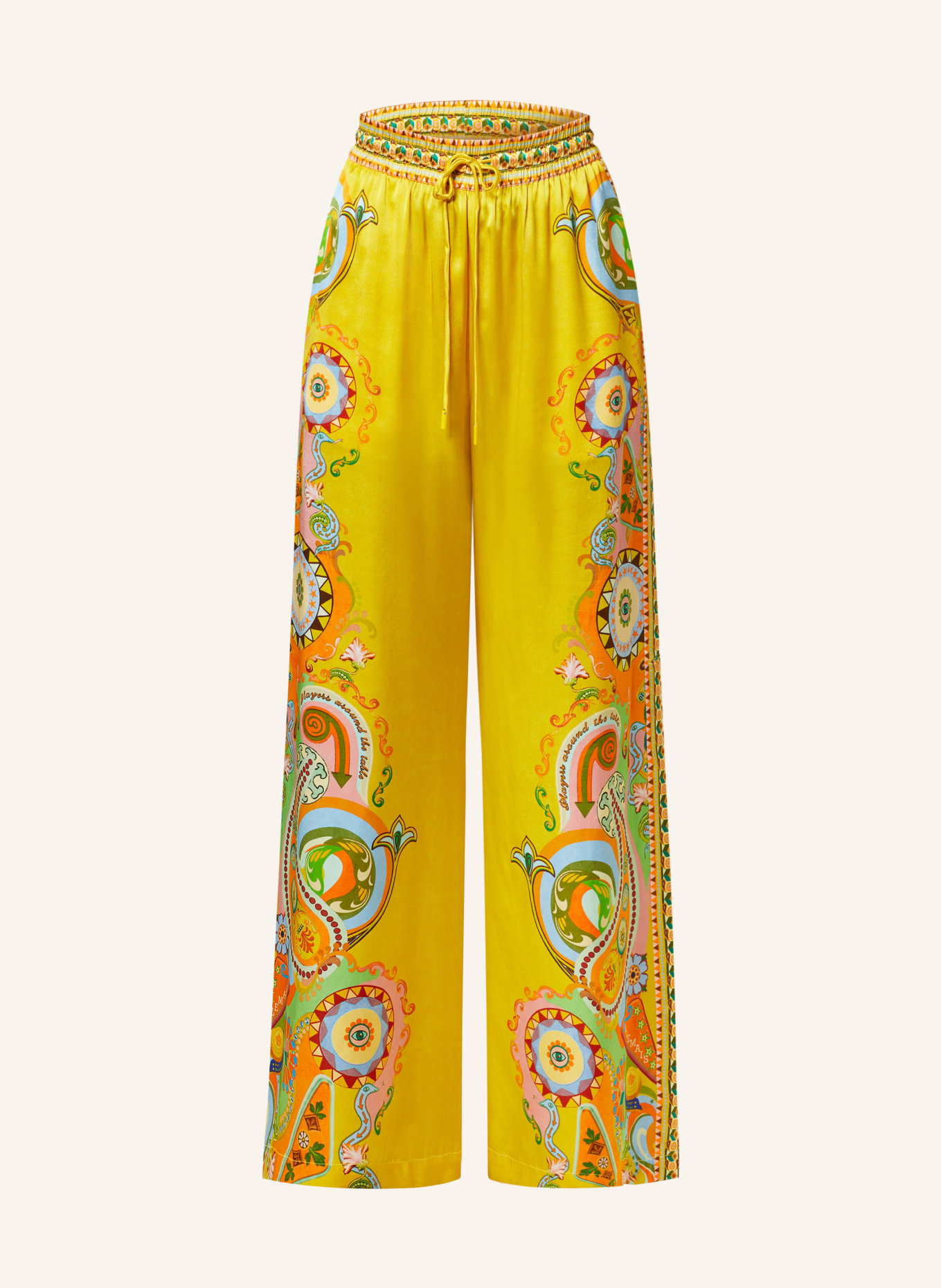 ALÉMAIS Wide leg trousers PINBALL in silk, Color: DARK YELLOW (Image 1)