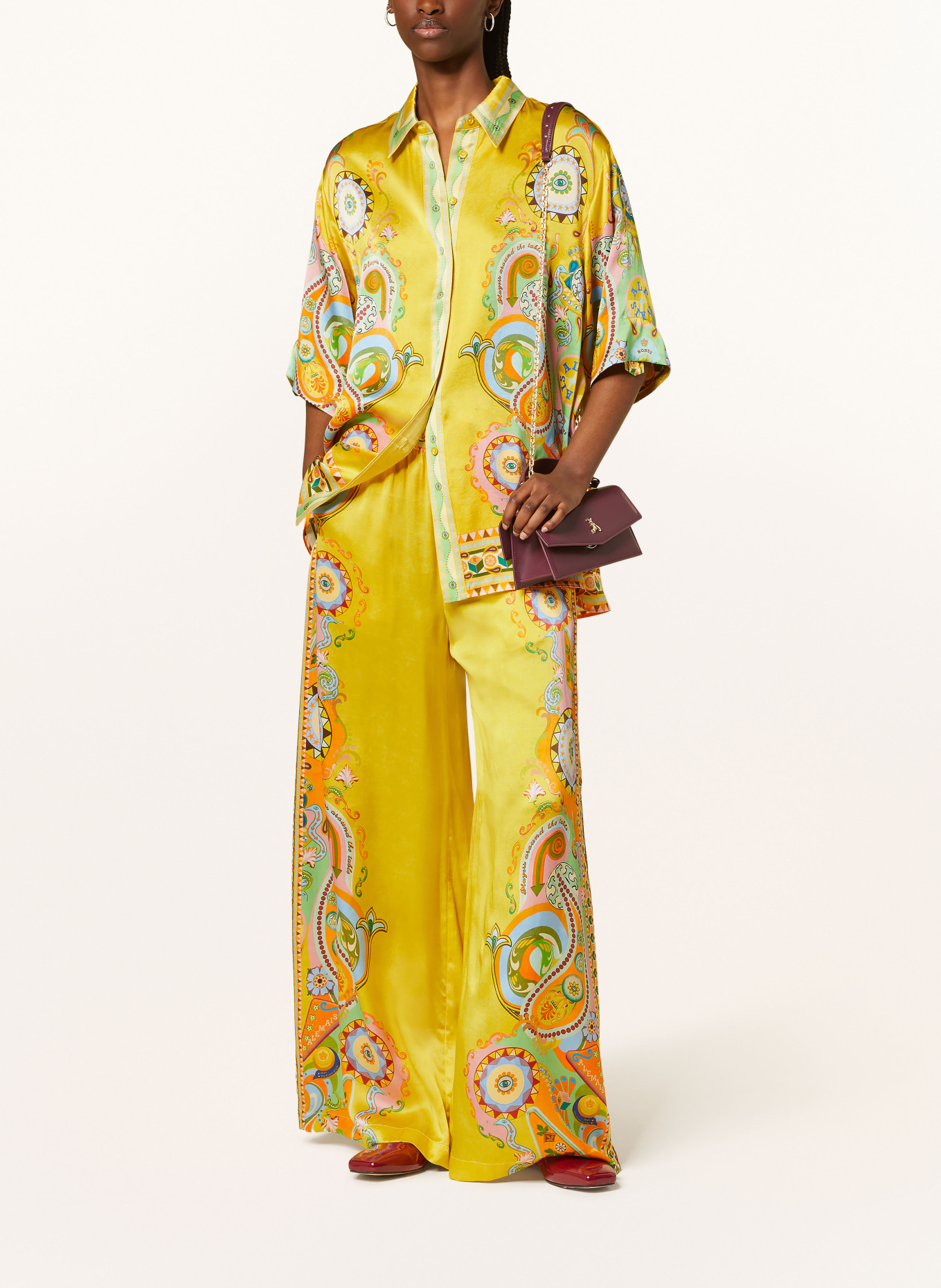 ALÉMAIS Wide leg trousers PINBALL in silk, Color: DARK YELLOW (Image 2)