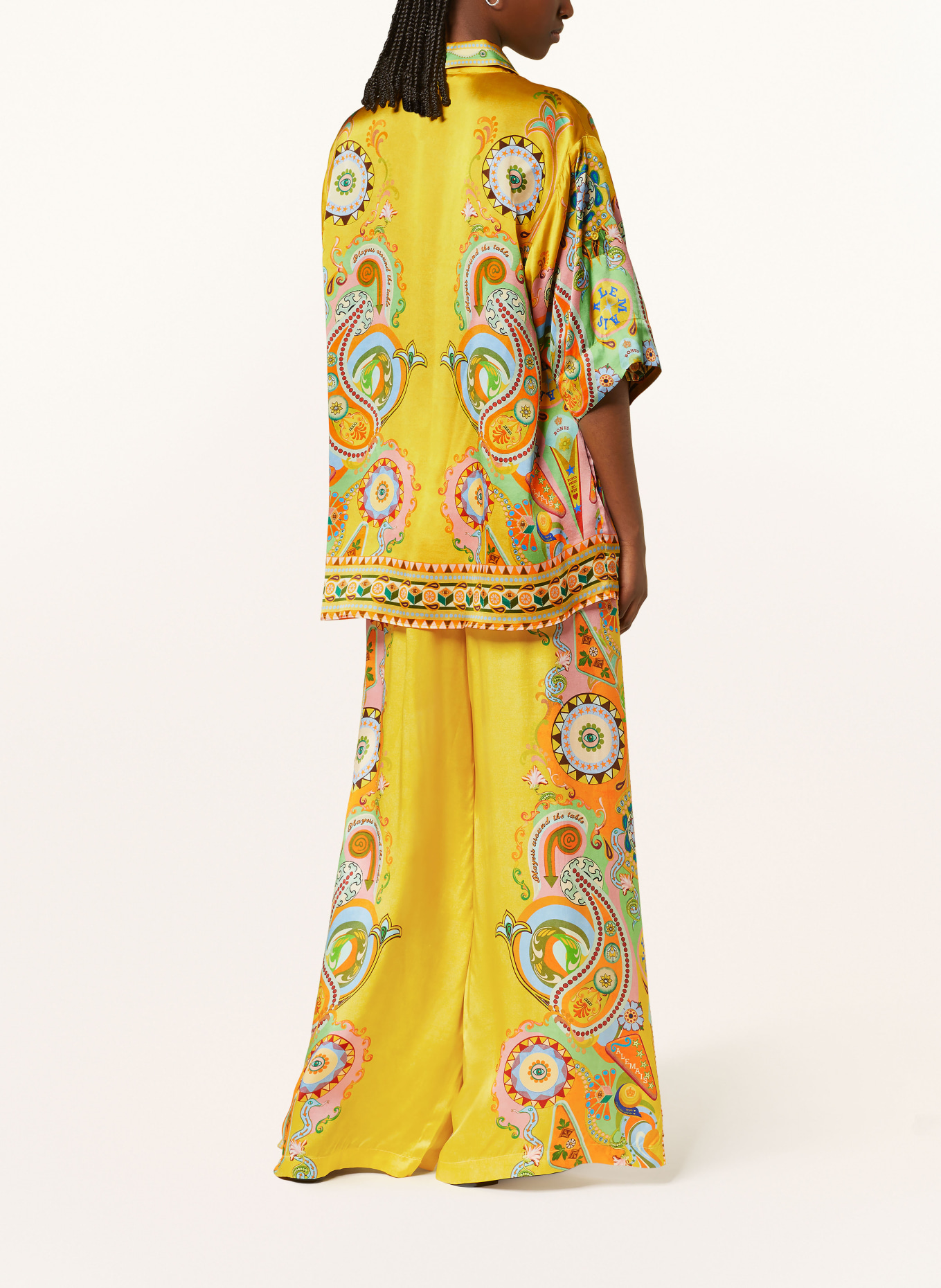 ALÉMAIS Wide leg trousers PINBALL in silk, Color: DARK YELLOW (Image 3)