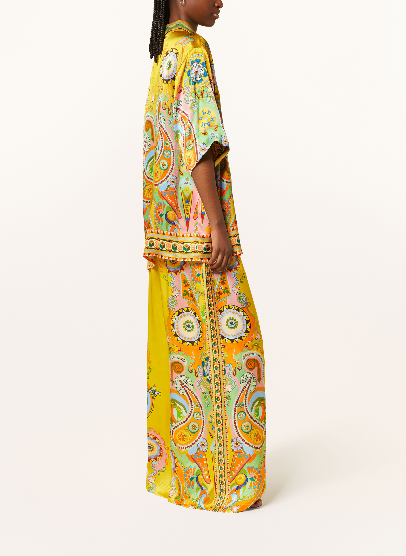 ALÉMAIS Wide leg trousers PINBALL in silk, Color: DARK YELLOW (Image 4)