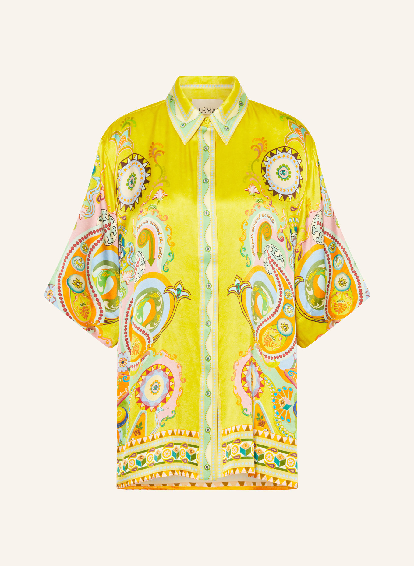 ALÉMAIS Shirt blouse PINBALL in silk, Color: DARK YELLOW/ LIGHT GREEN/ ORANGE (Image 1)