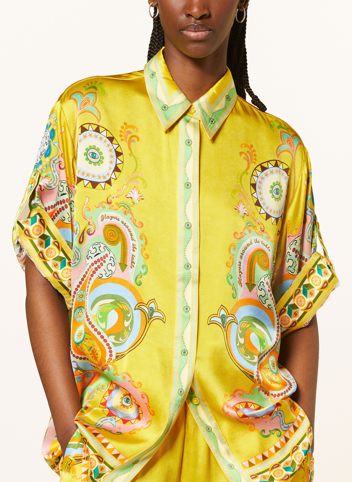 ALÉMAIS Shirt blouse PINBALL in silk, Color: DARK YELLOW/ LIGHT GREEN/ ORANGE (Image 4)