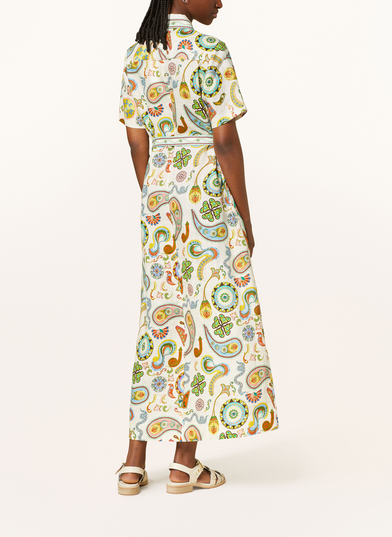 ALÉMAIS Shirt dress ARCADE in linen: CREAM / LIGHT GREEN / LIGHT BLUE