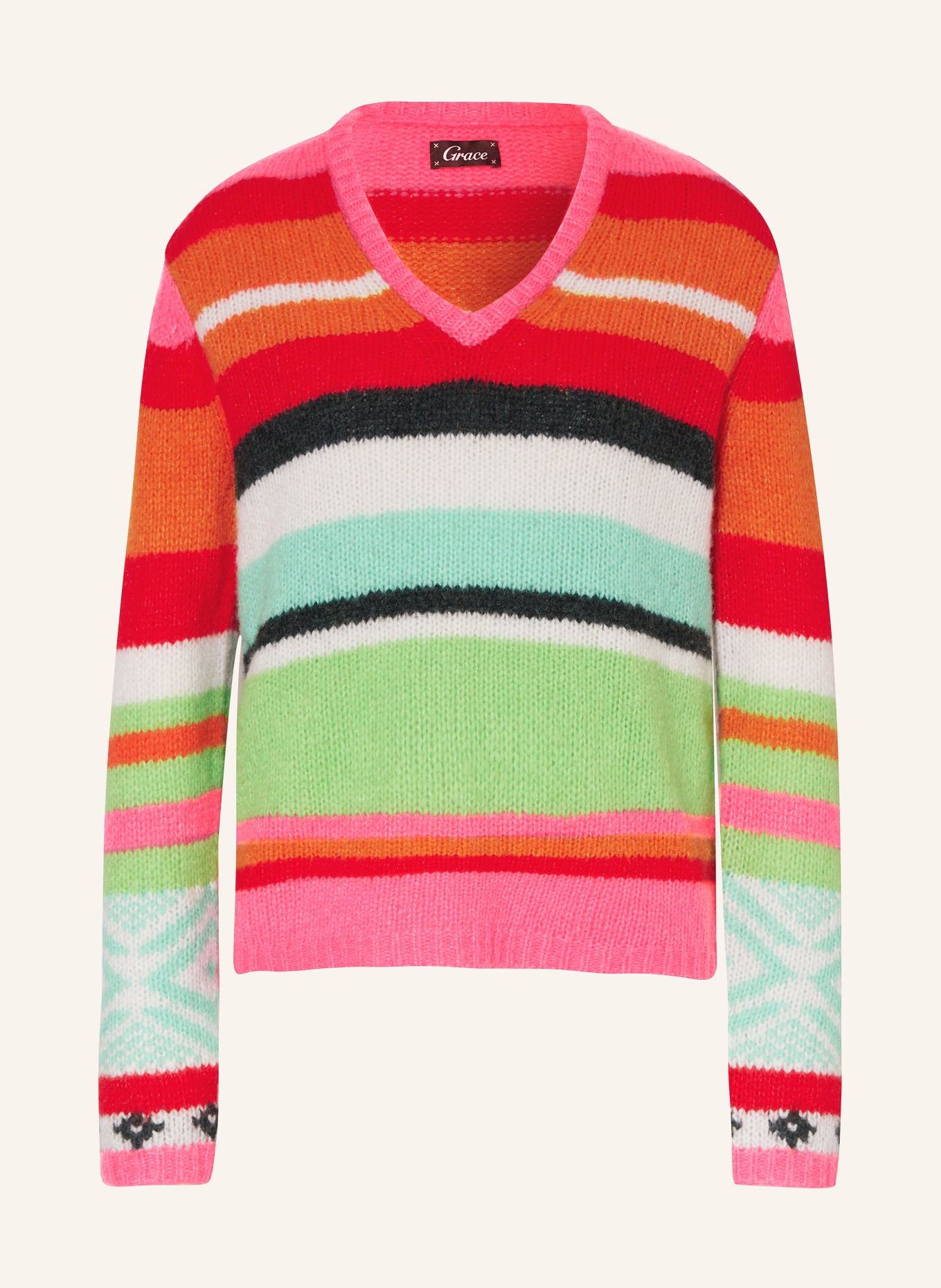 Grace Pullover: ORANGE / ROT / WEISS