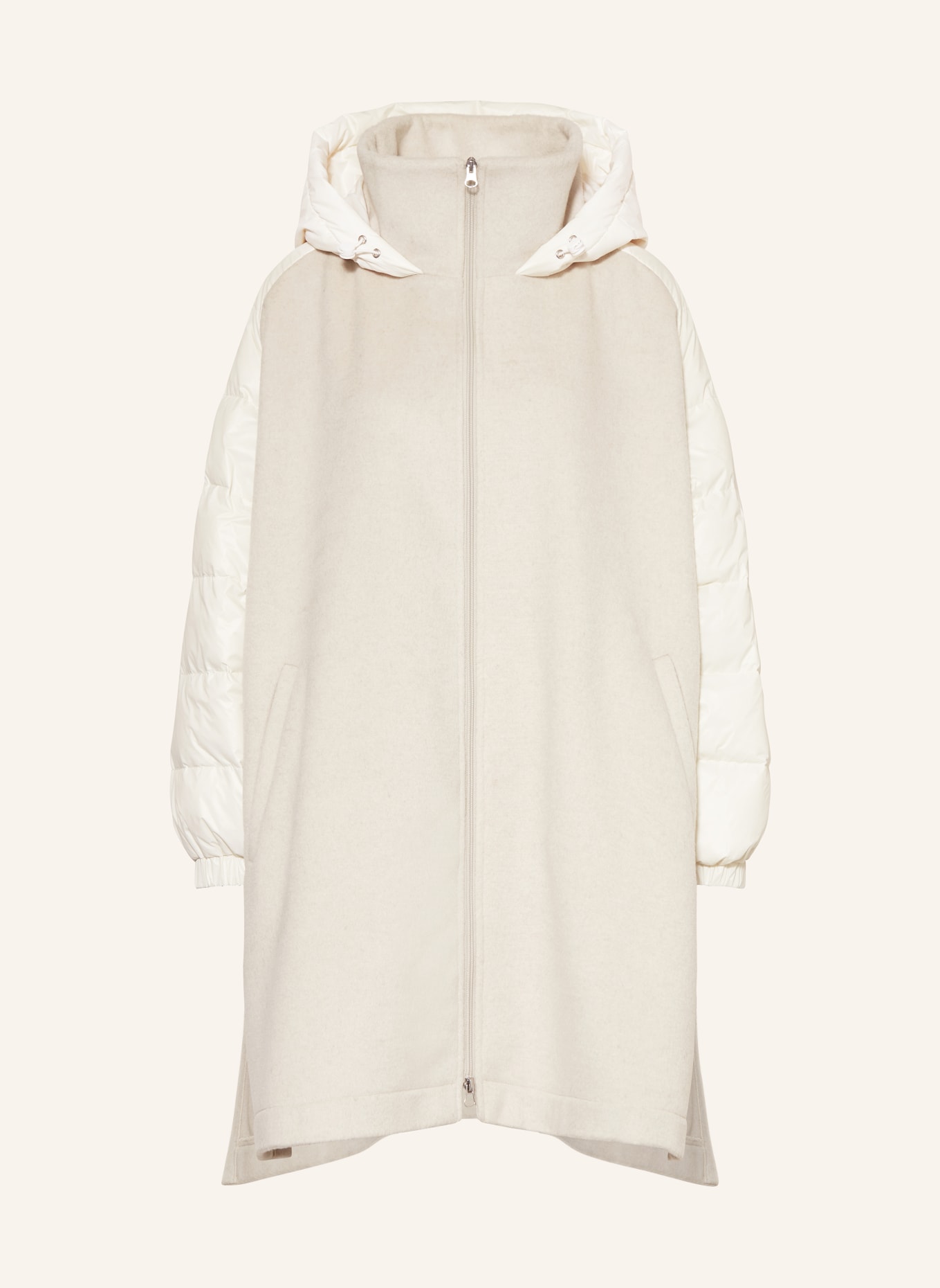 Grace Oversized-Mantel im Materialmix: CREME