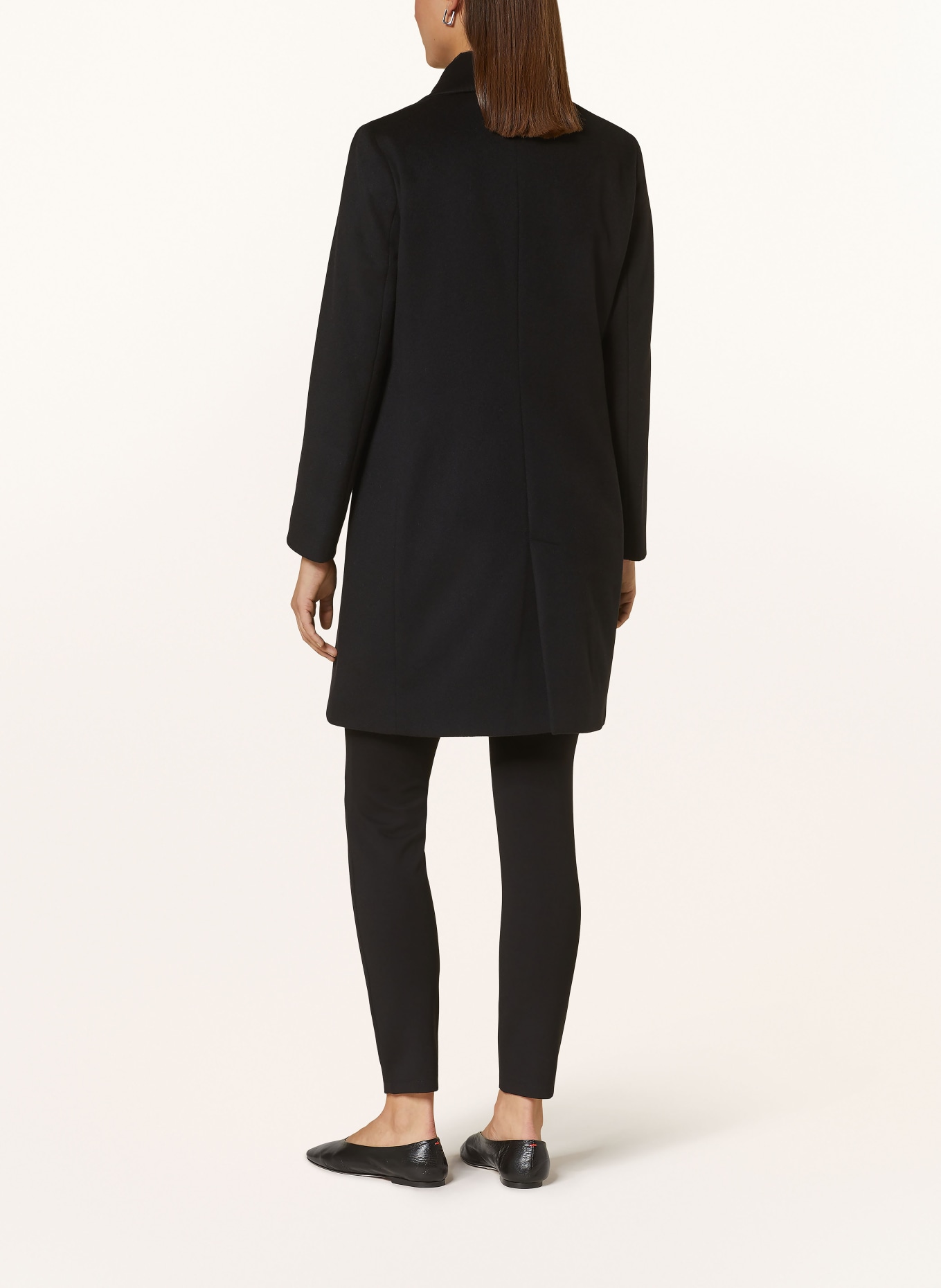 ICONS CINZIA ROCCA Wool coat with removable trim: BLACK