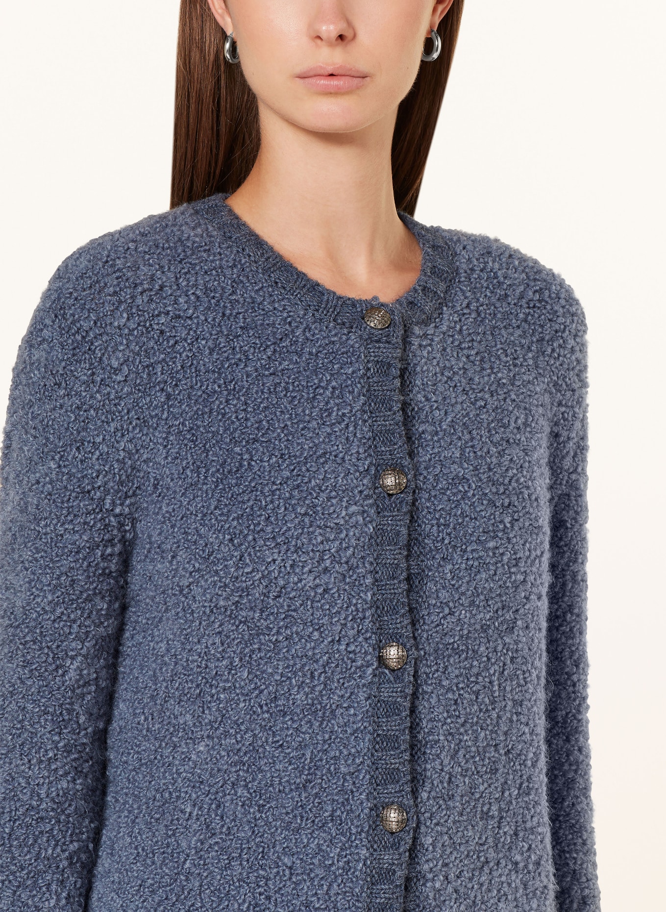 darling harbour Strickjacke aus Teddyfell: BLAUGRAU
