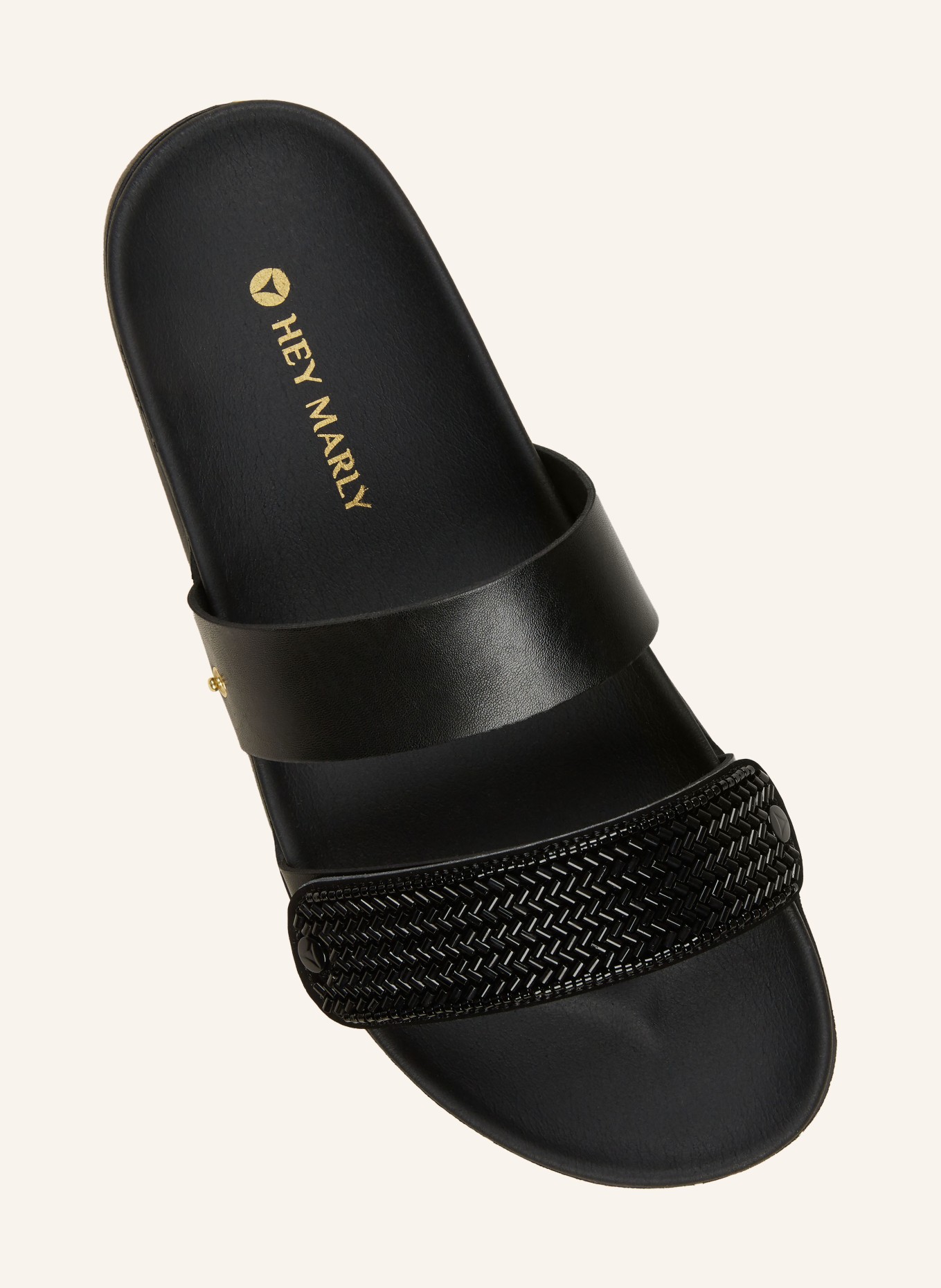 HEY MARLY Sandalen-Topping METALLIC BEADS: SCHWARZ