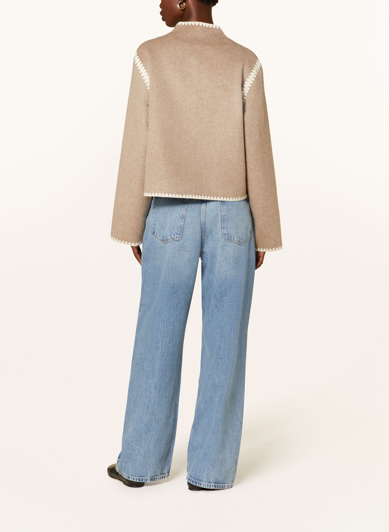 MRS & HUGS Boxy jacket: TAUPE / ECRU