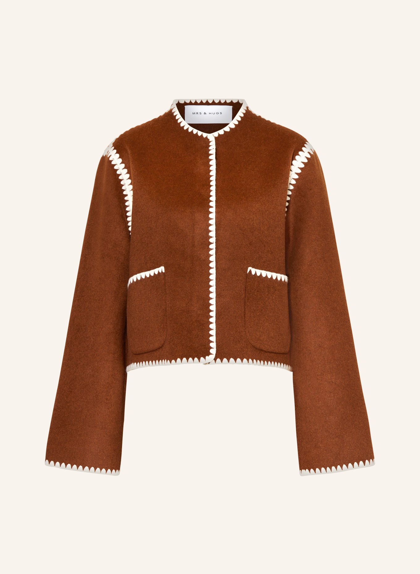 MRS & HUGS Boxy jacket: BROWN / ECRU