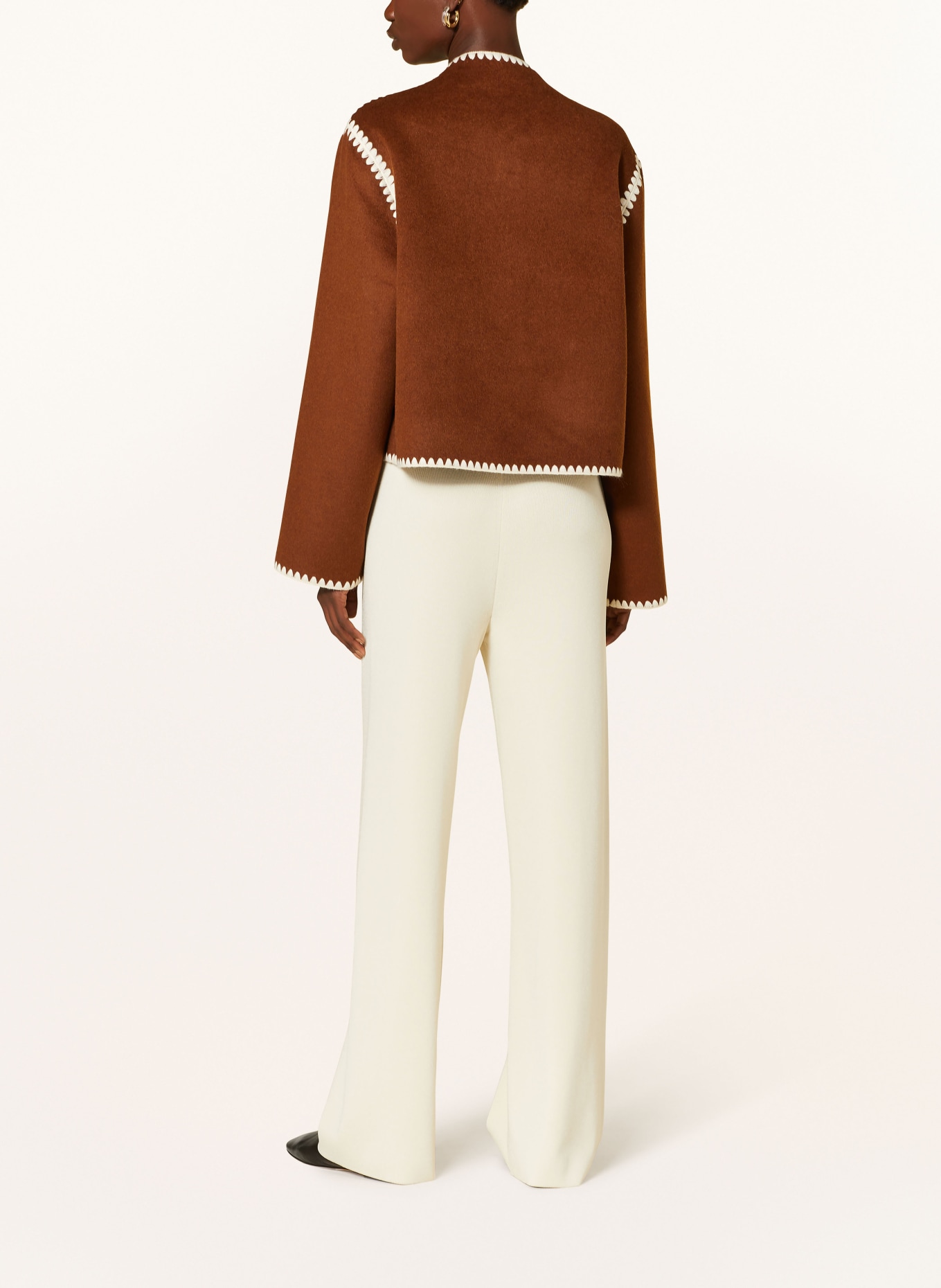 MRS & HUGS Boxy jacket: BROWN / ECRU