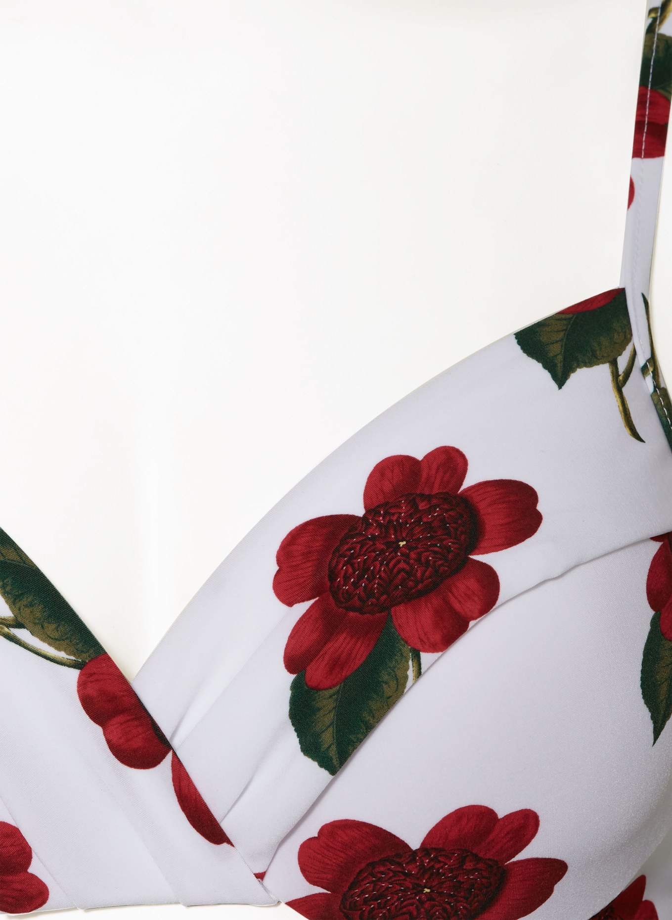 MARYAN MEHLHORN Bügel-Bikini-Top THE BLOOM: WEISS / DUNKELROT / DUNKELGRÜN