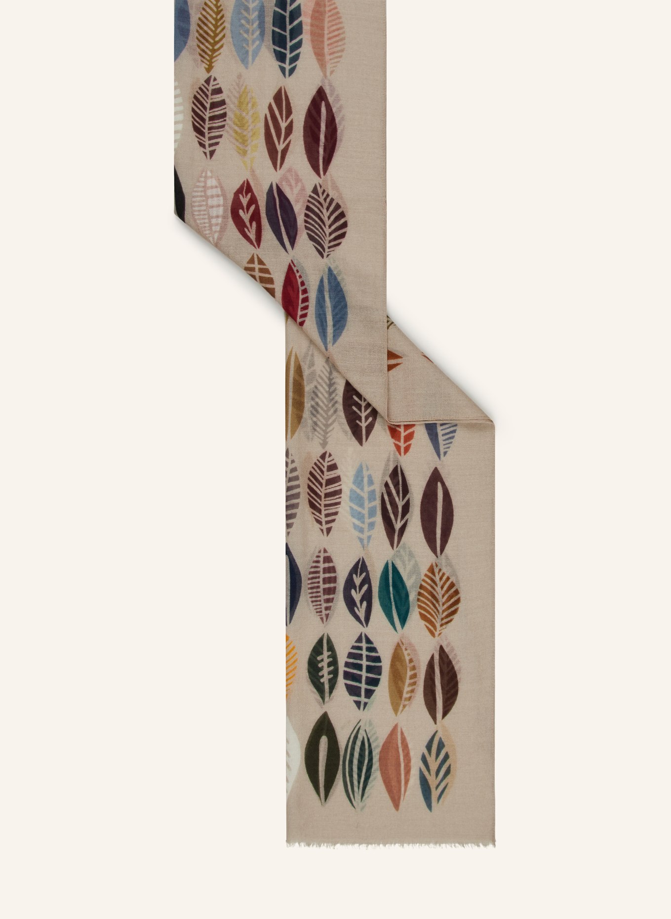 Barbieri Scarf, Color: BEIGE/ DARK RED/ BROWN (Image 2)