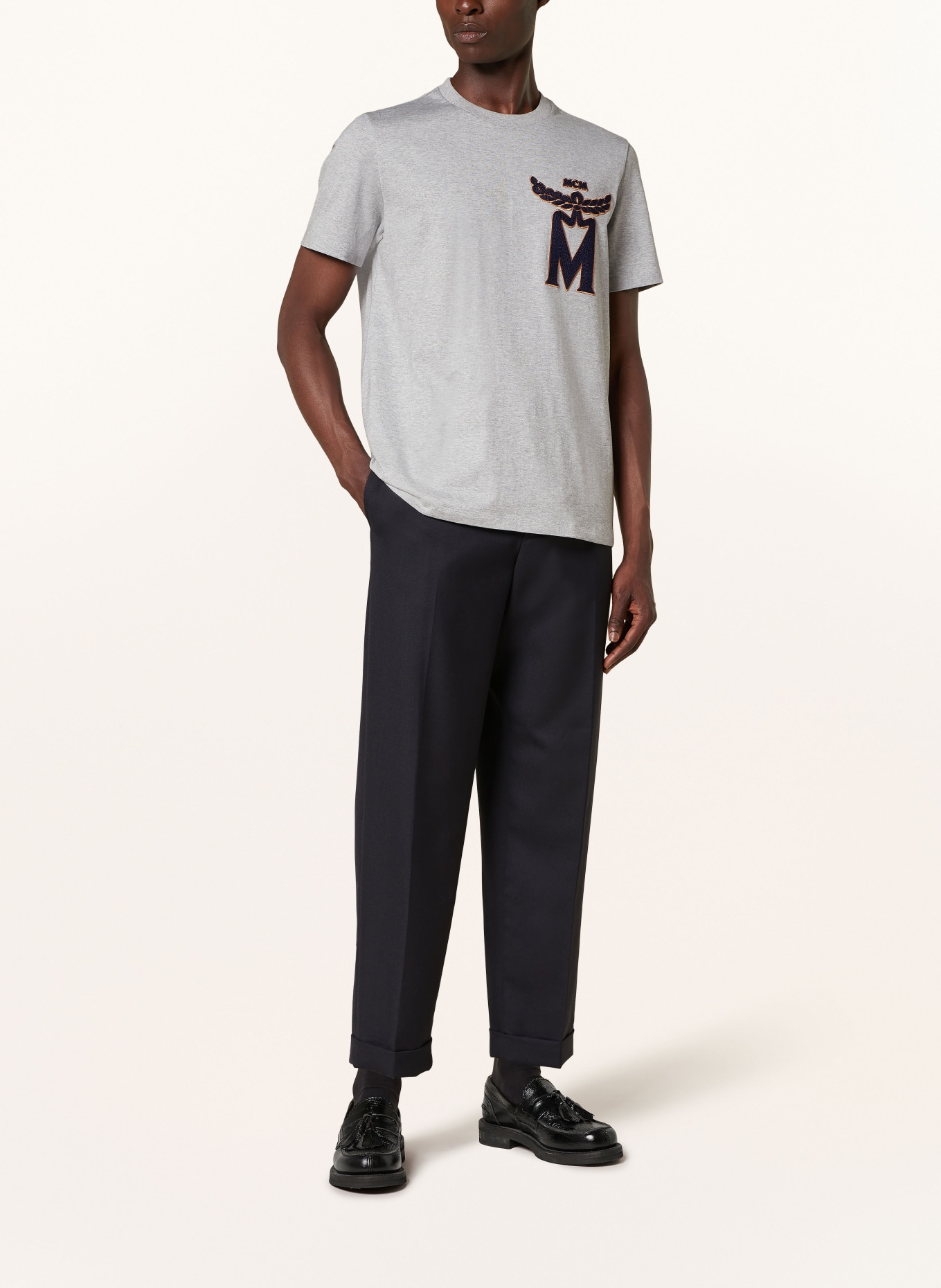 MCM T-Shirt in grau/ dunkelblau