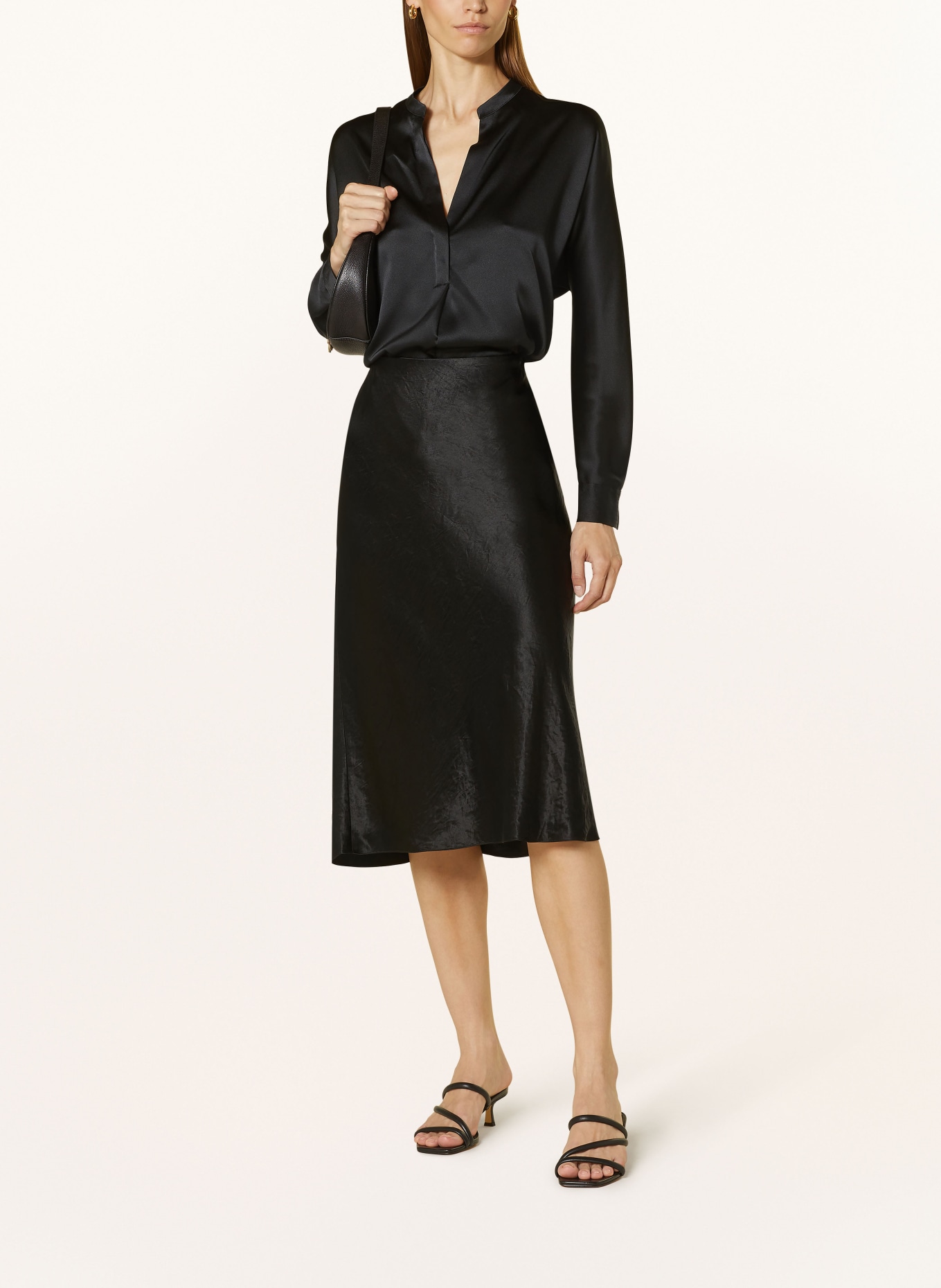 VINCE Satin skirt, Color: BLACK (Image 2)