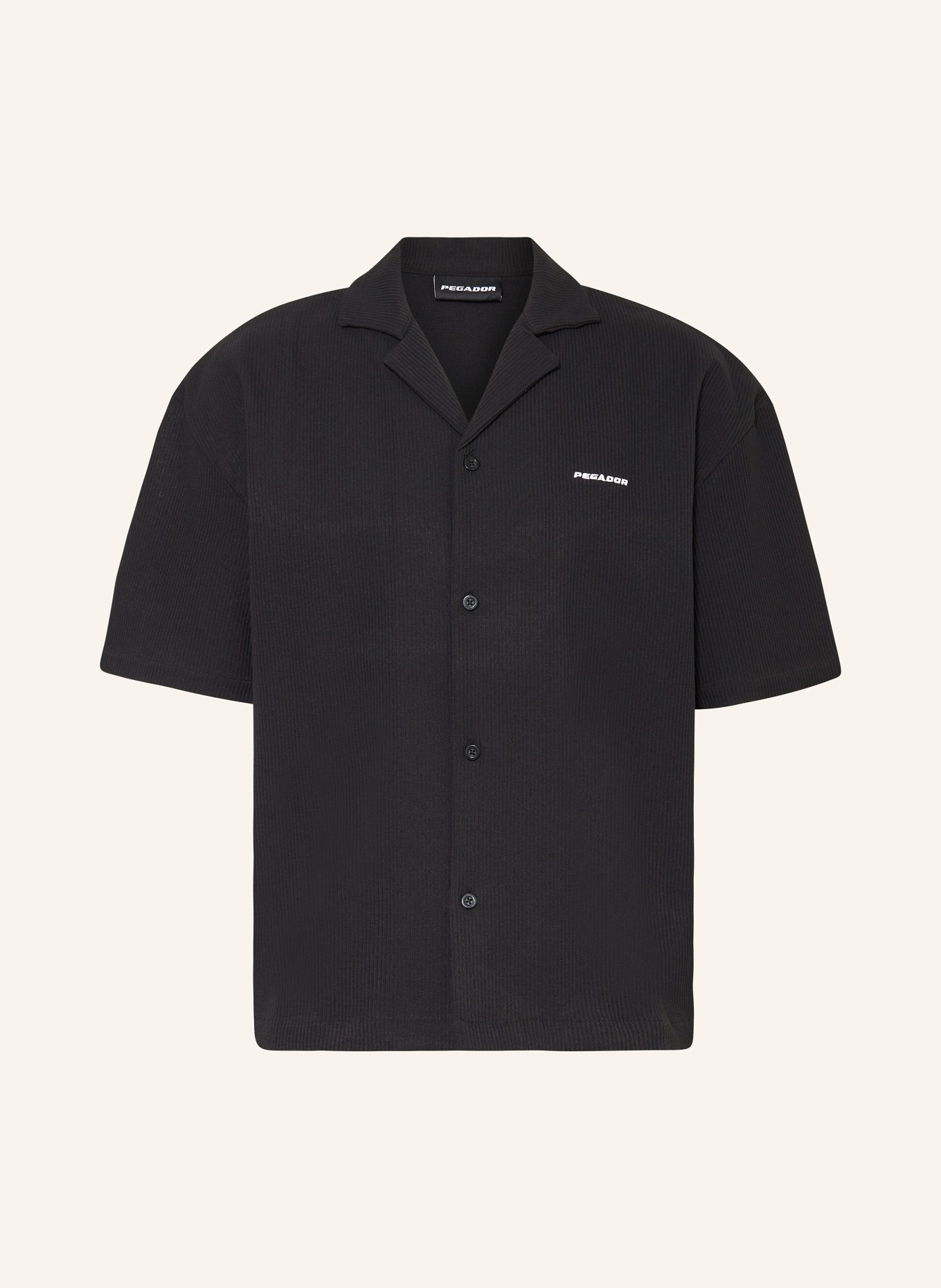 PEGADOR Koszula z klapami TROY comfort fit z plisami, Kolor: CZARNY (Obrazek 1)