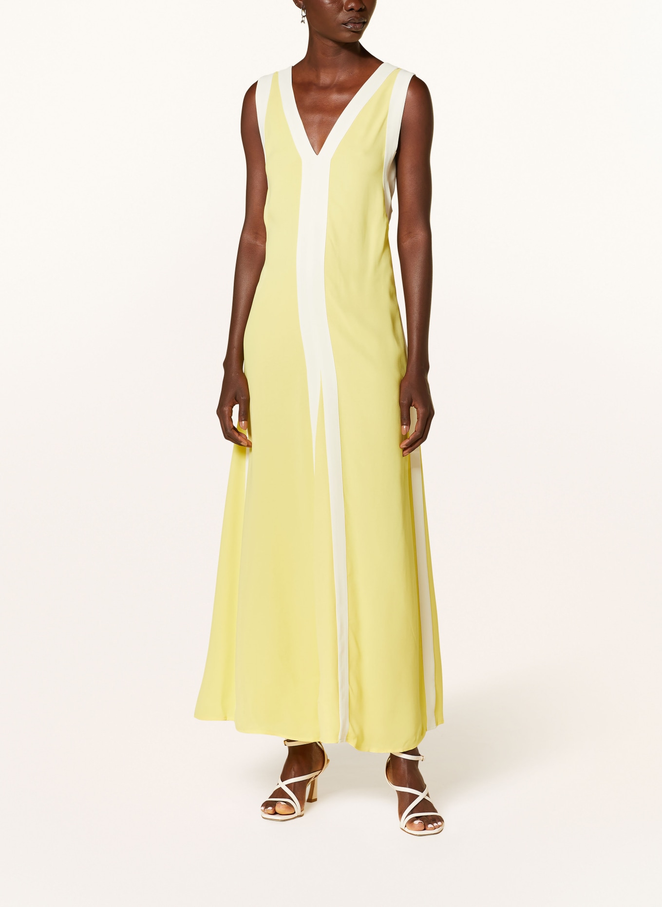 REISS Dress RAE with cut out in yellow cream