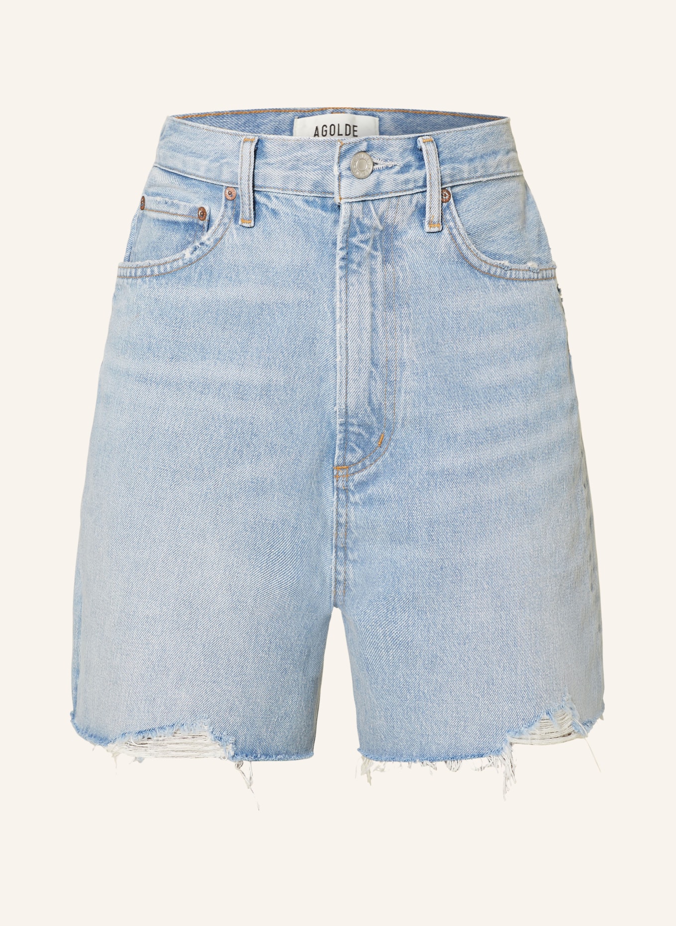 AGOLDE Denim shorts, Color: agreement mrb ind w/ cut hem (Image 1)