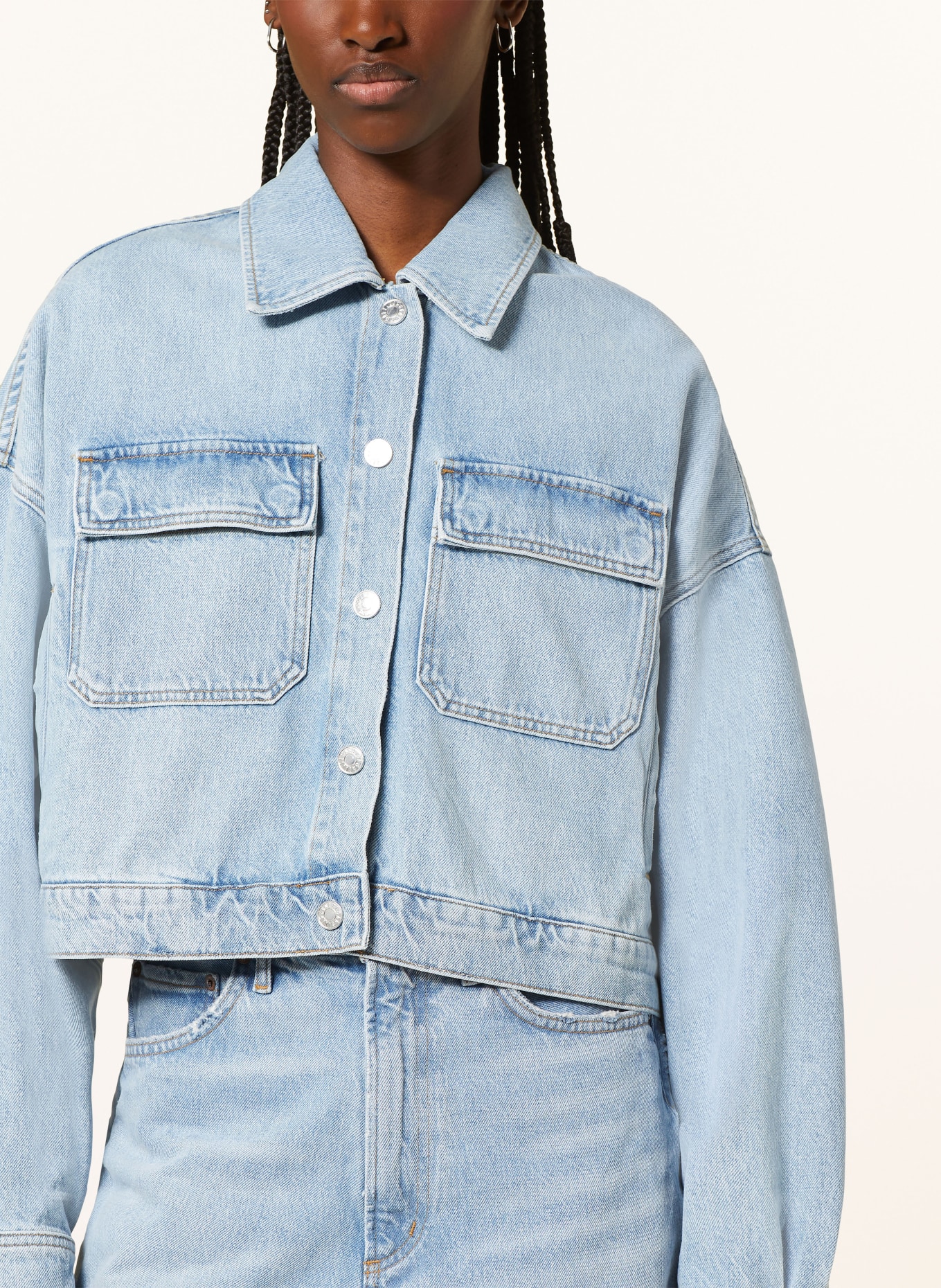 Light coloured denim jacket sales