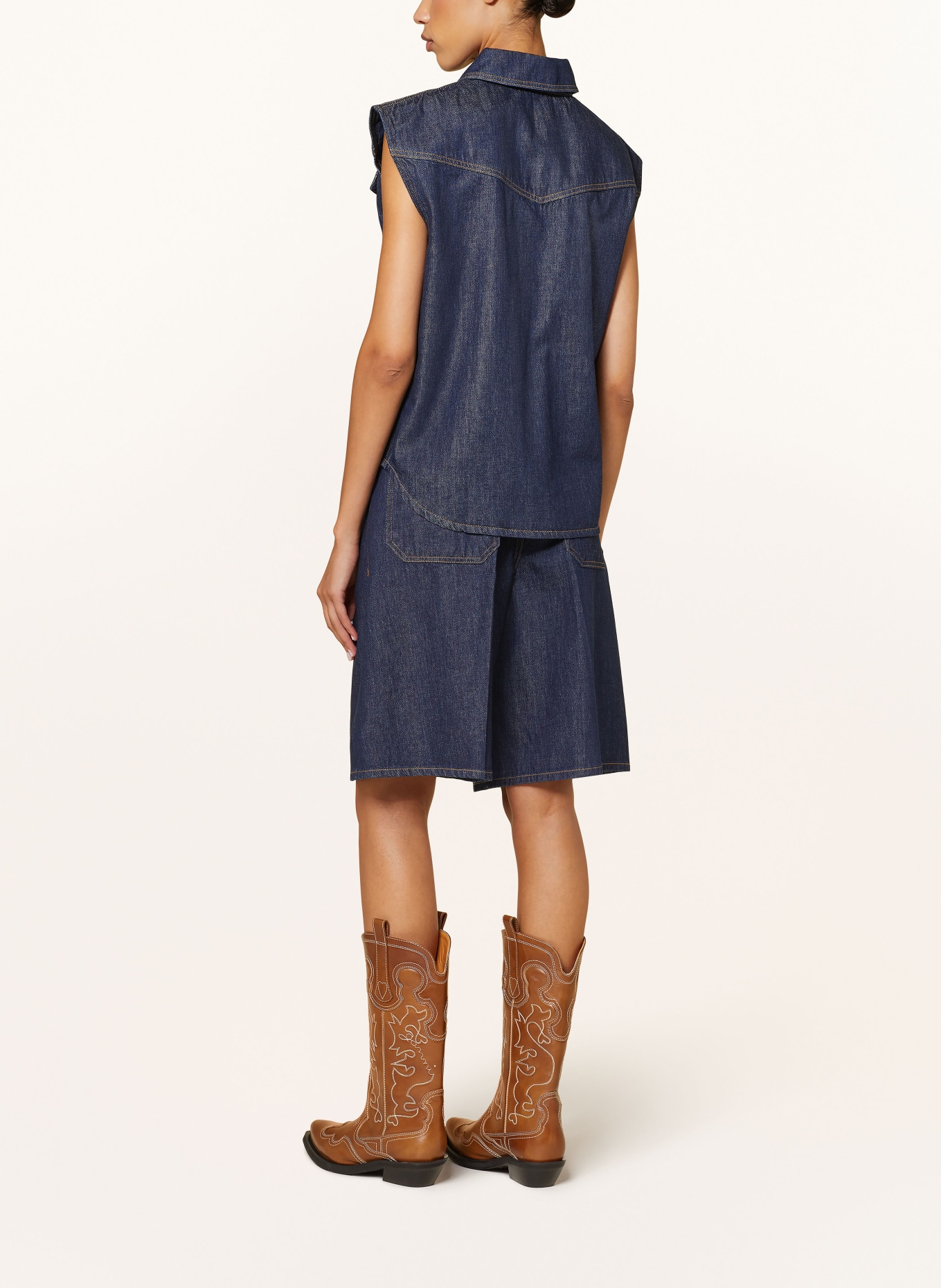 AGOLDE Džínový top EVAN: TMAVĚ MODRÁ