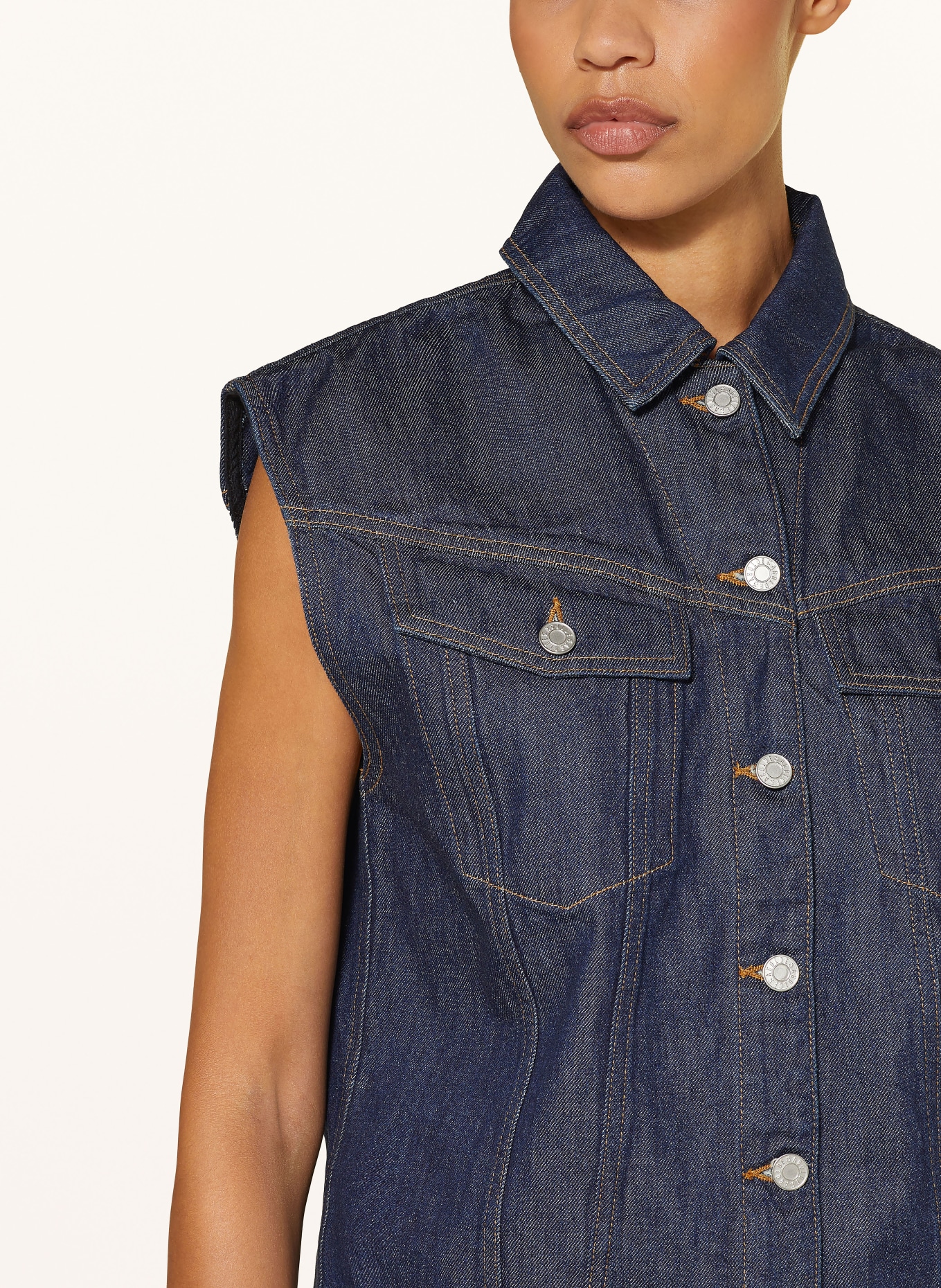 AGOLDE Džínový top EVAN: TMAVĚ MODRÁ