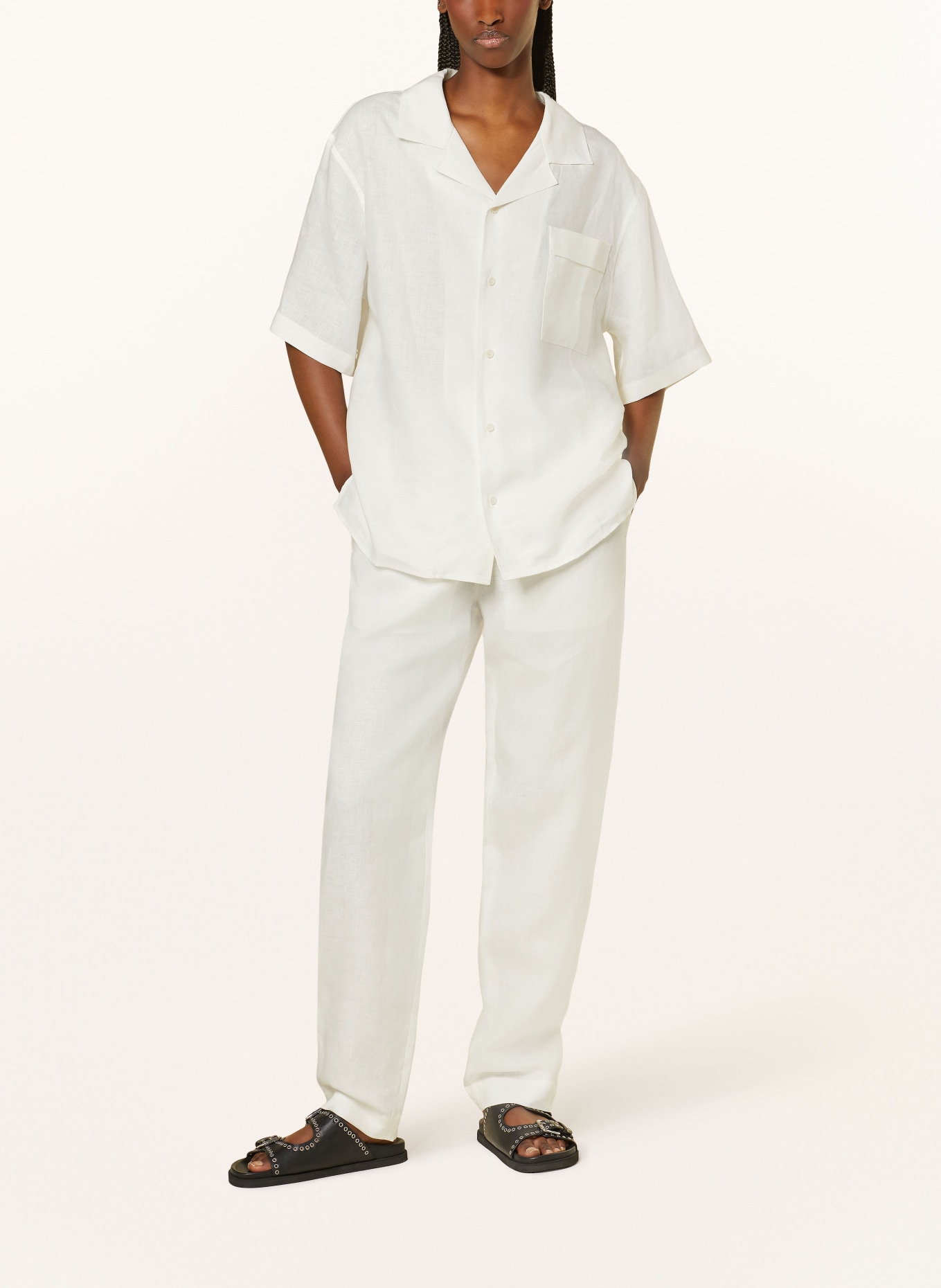 PANGAIA Linen trousers, Color: WHITE (Image 2)