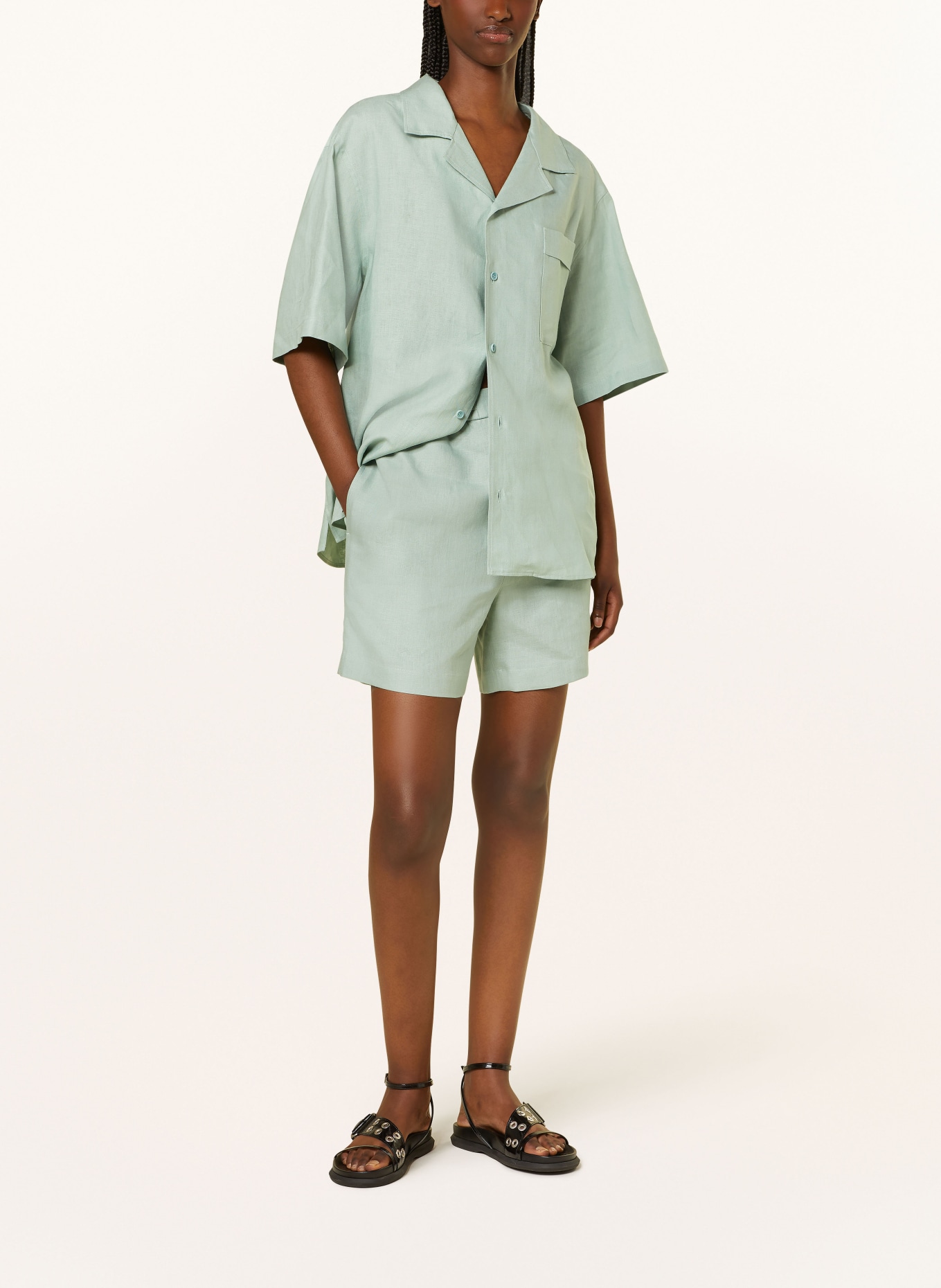 PANGAIA Shirt blouse made of linen, Color: LIGHT GREEN (Image 2)