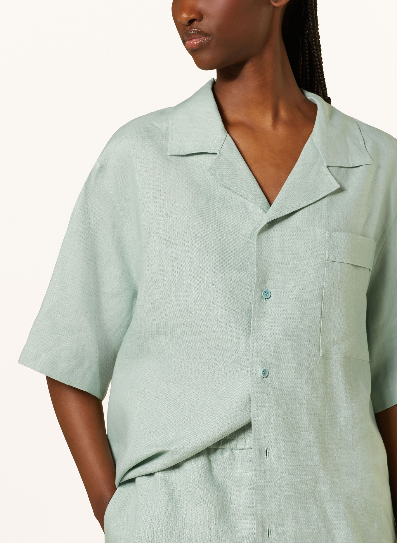 PANGAIA Shirt blouse made of linen, Color: LIGHT GREEN (Image 4)