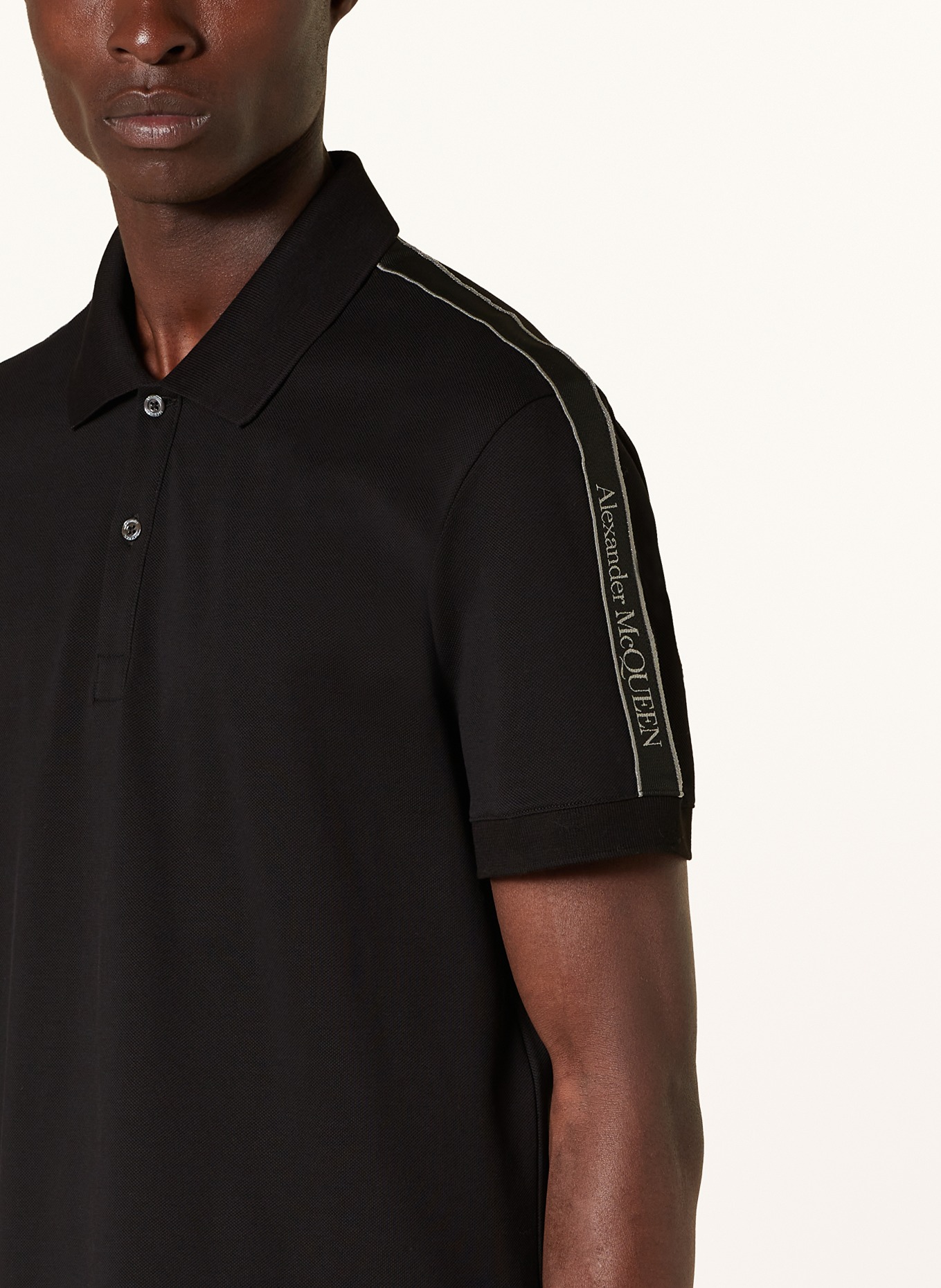 Alexander McQUEEN Pique polo shirt regular fit in black