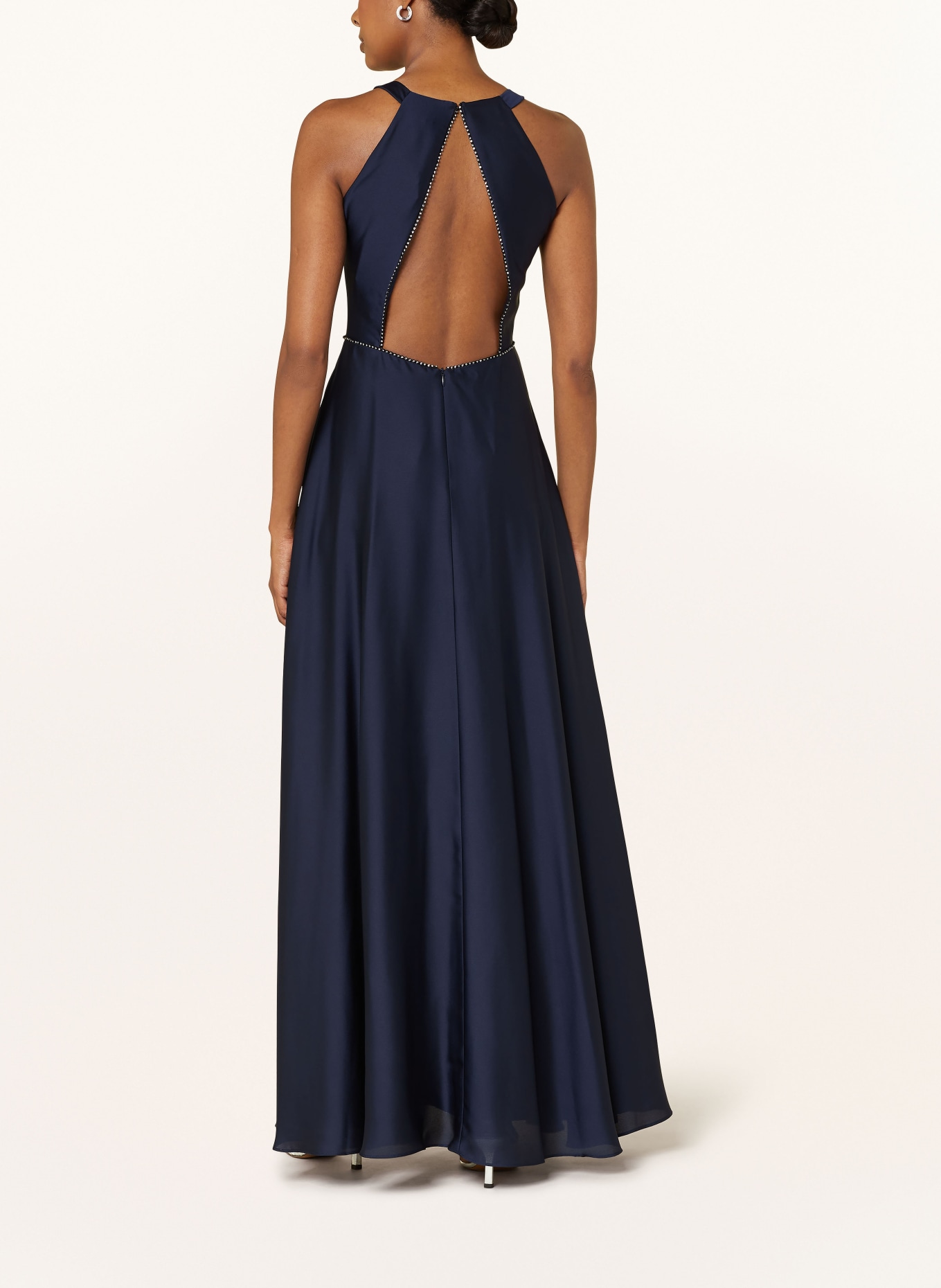 SWING Abendkleid aus Satin mit Cut-out: DUNKELBLAU