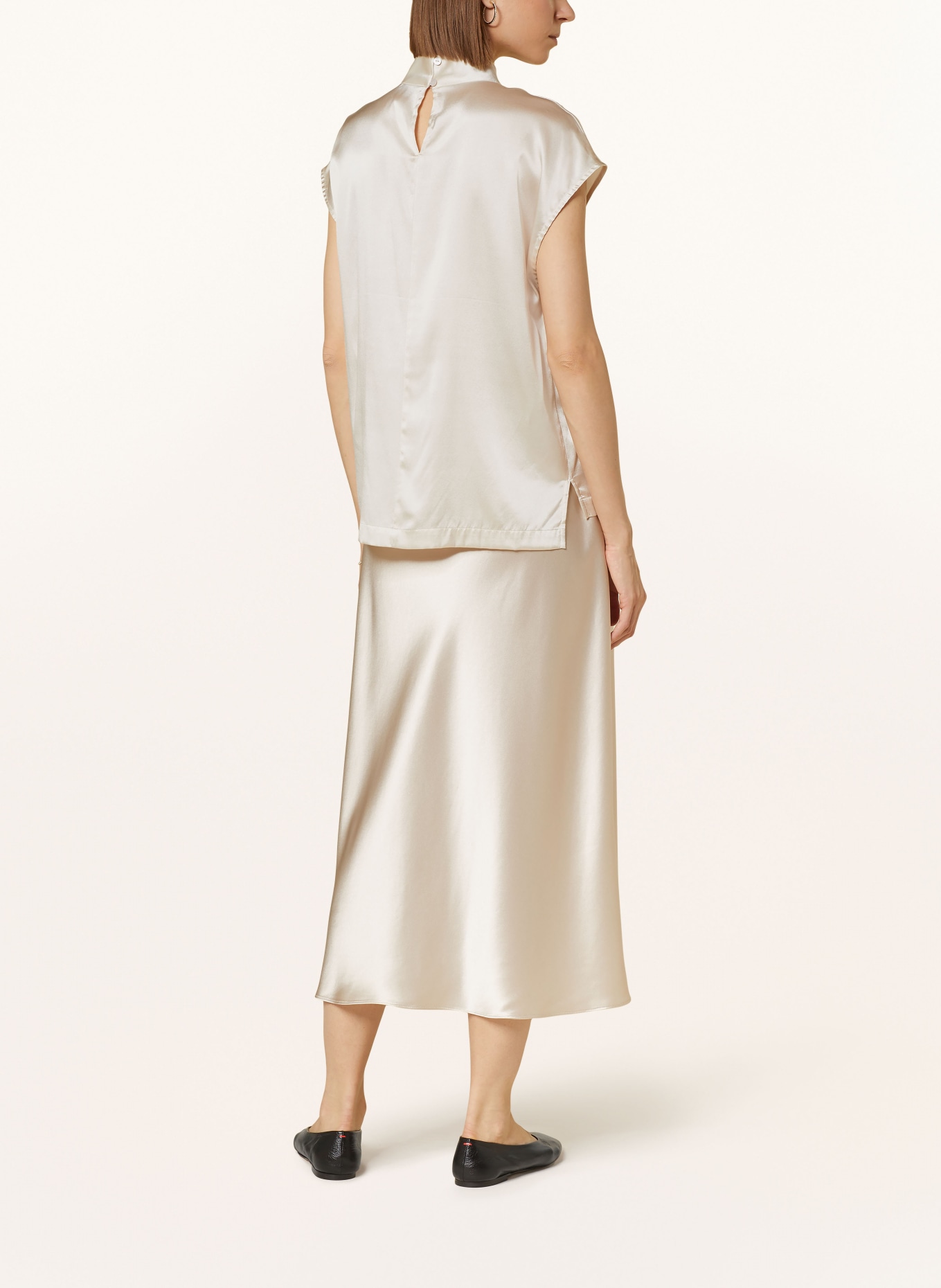 MRS & HUGS Blusentop aus Seide: BEIGE