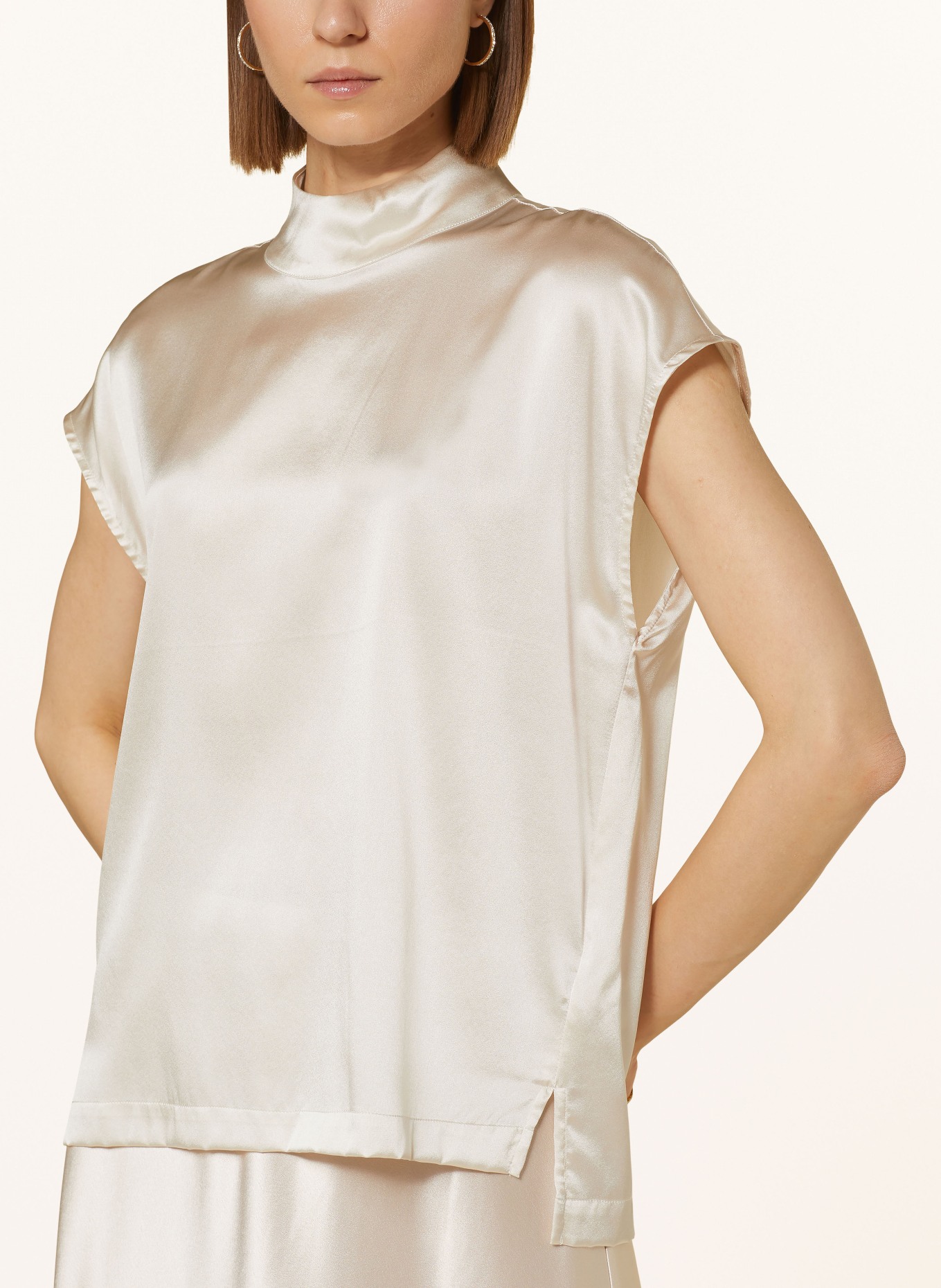 MRS & HUGS Blusentop aus Seide: BEIGE