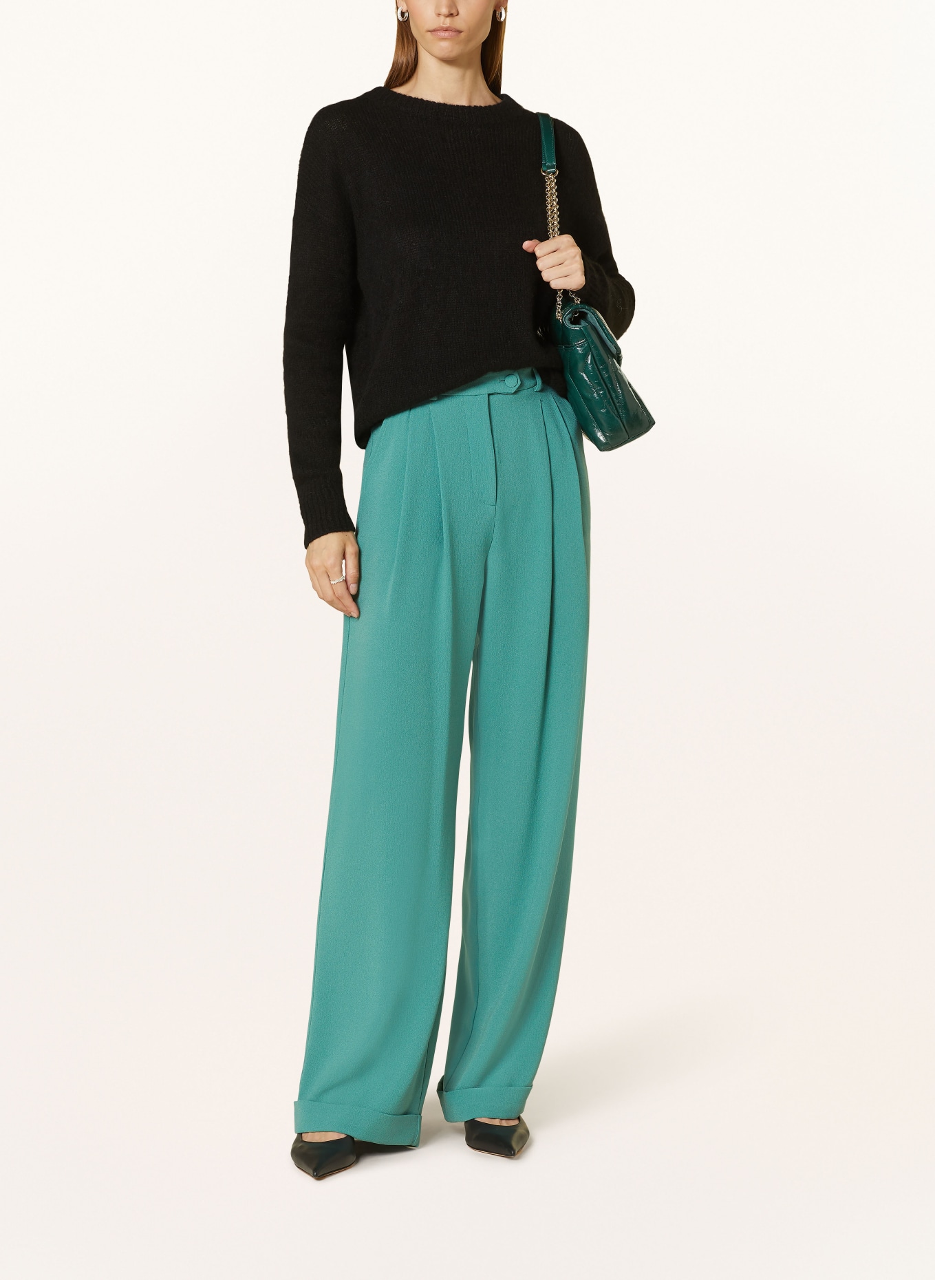 EMPORIO ARMANI Wide leg trousers, Color: GREEN (Image 2)